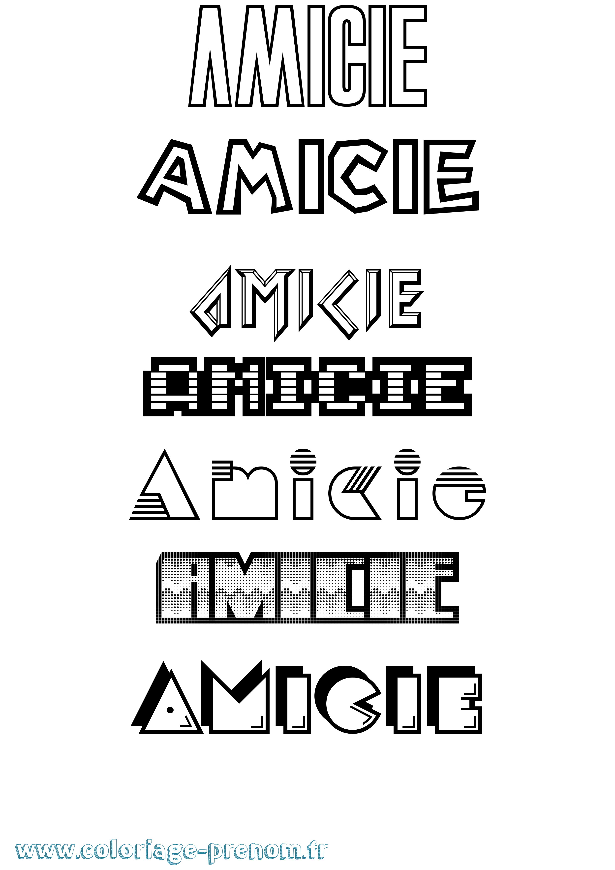 Coloriage Amicie Coloriage prénom Amicie