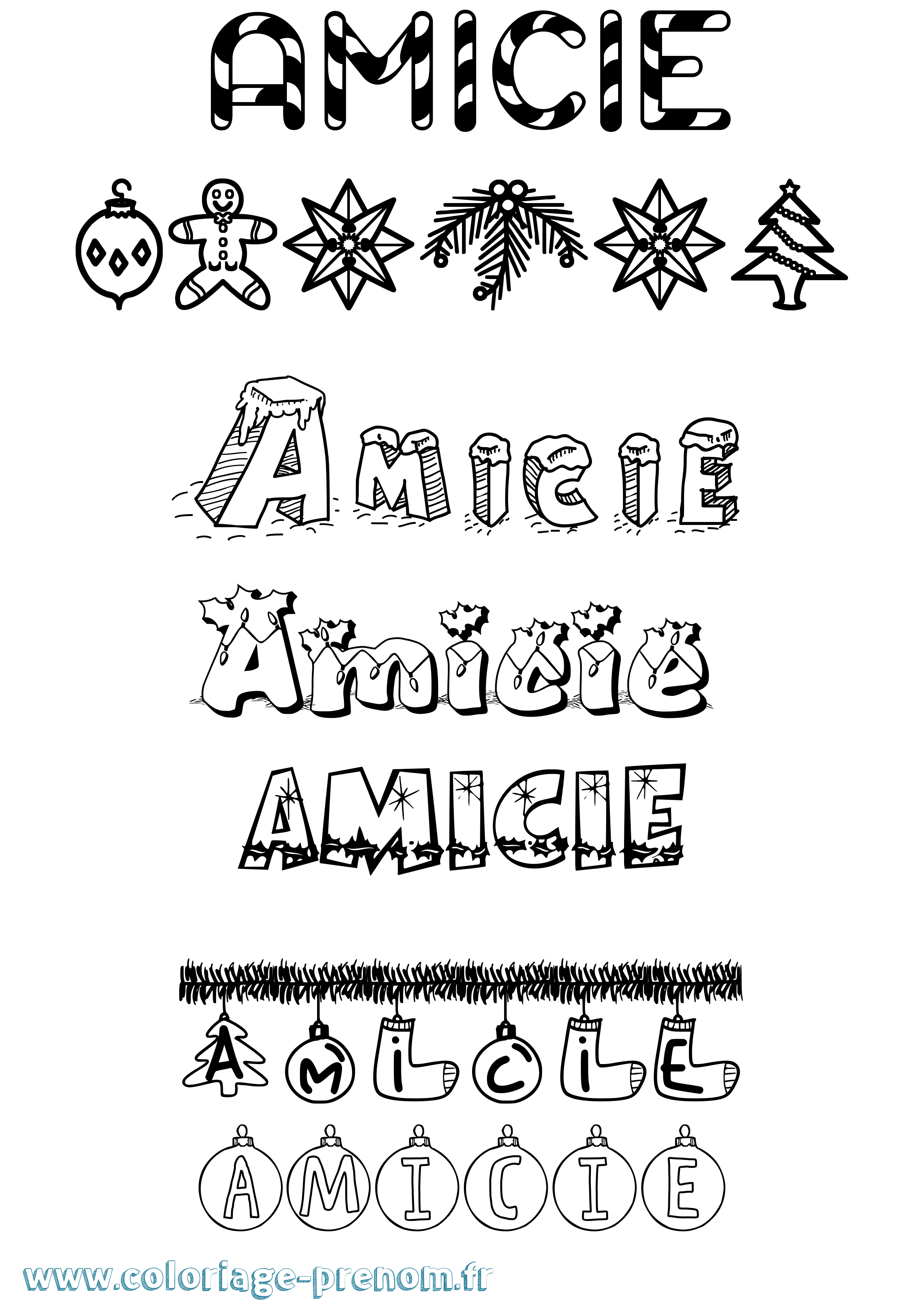 Coloriage Amicie Coloriage prénom Amicie