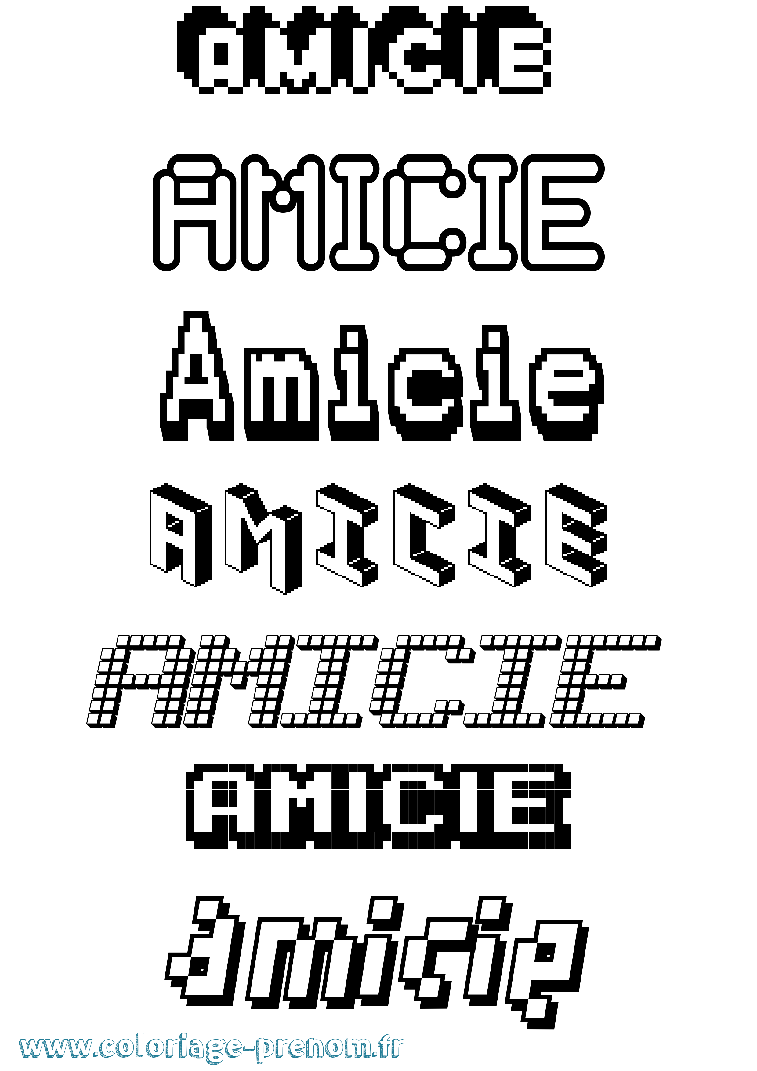 Coloriage Amicie Coloriage prénom Amicie