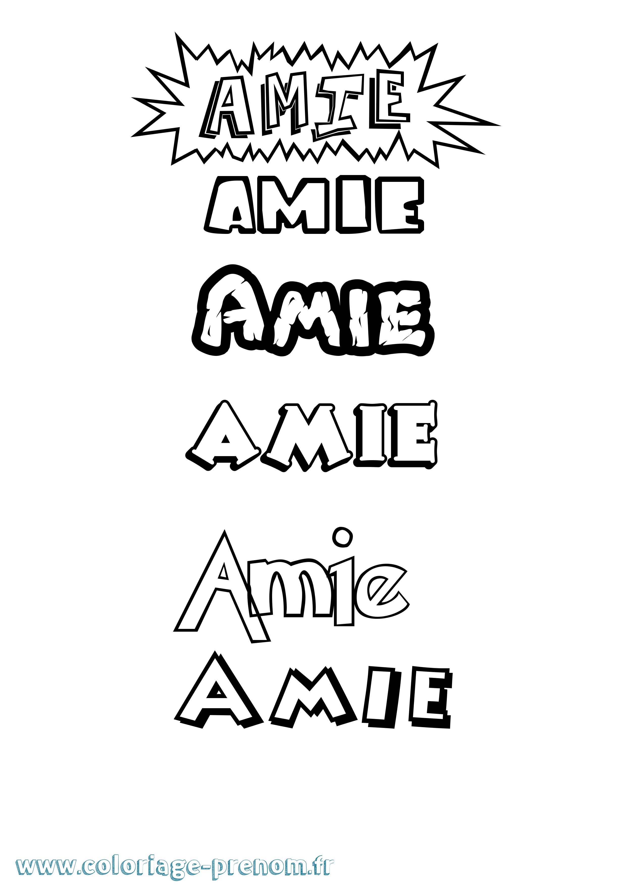 Coloriage prénom Amie Dessin Animé