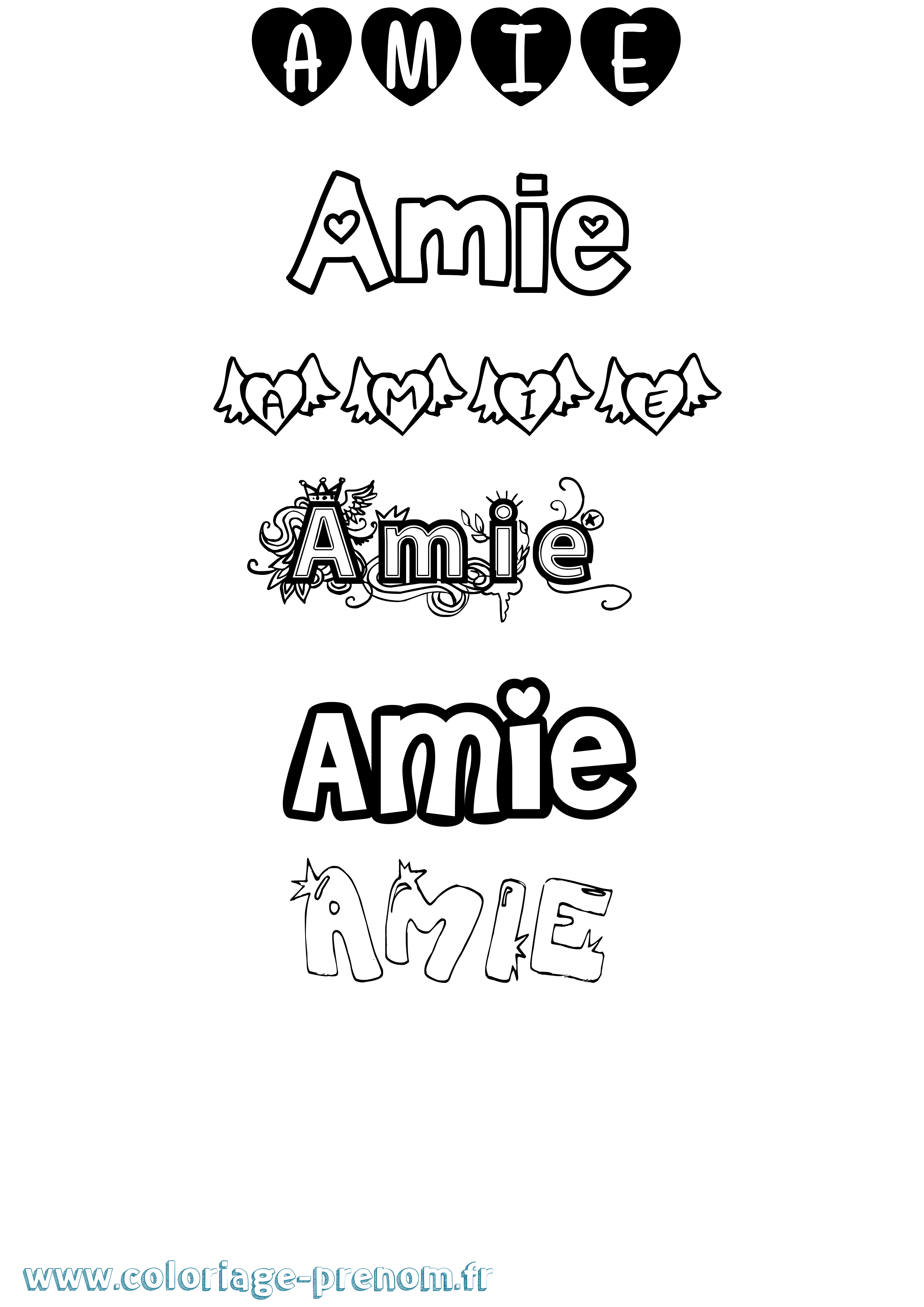 Coloriage prénom Amie Girly
