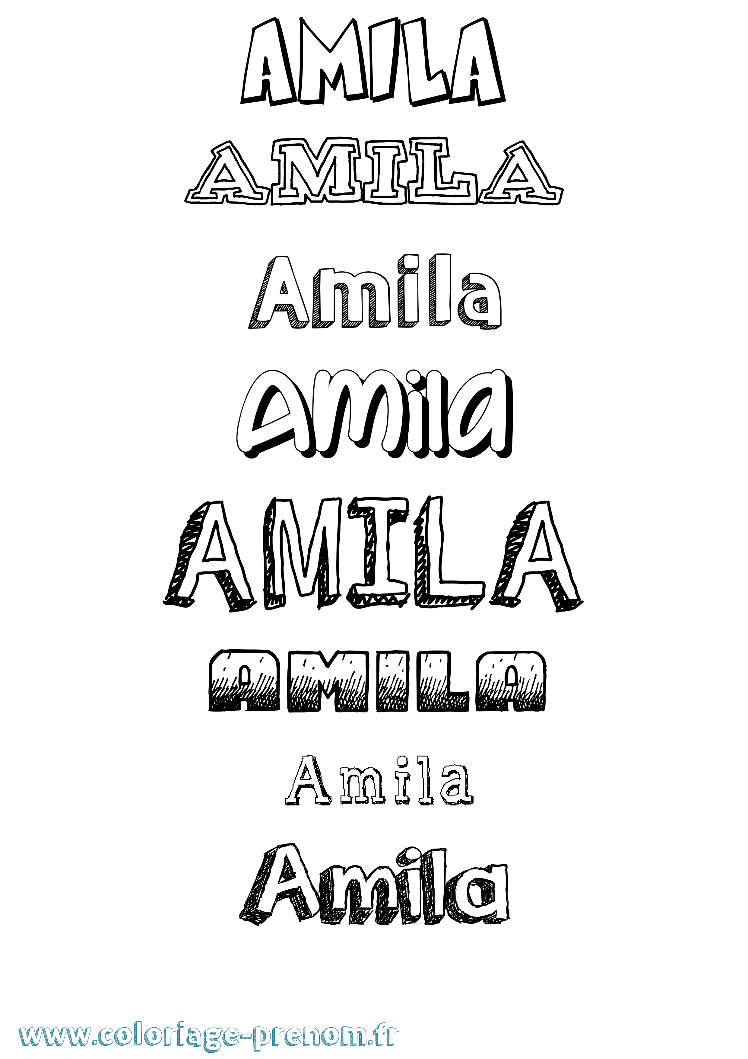Coloriage prénom Amila Dessiné