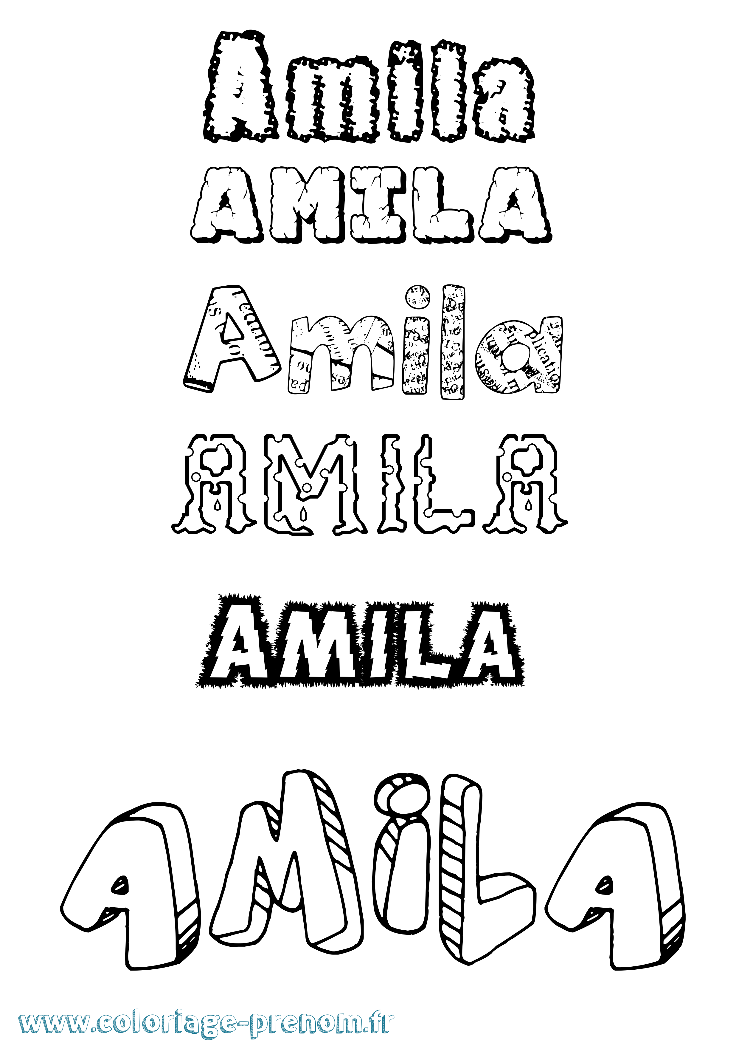 Coloriage prénom Amila Destructuré