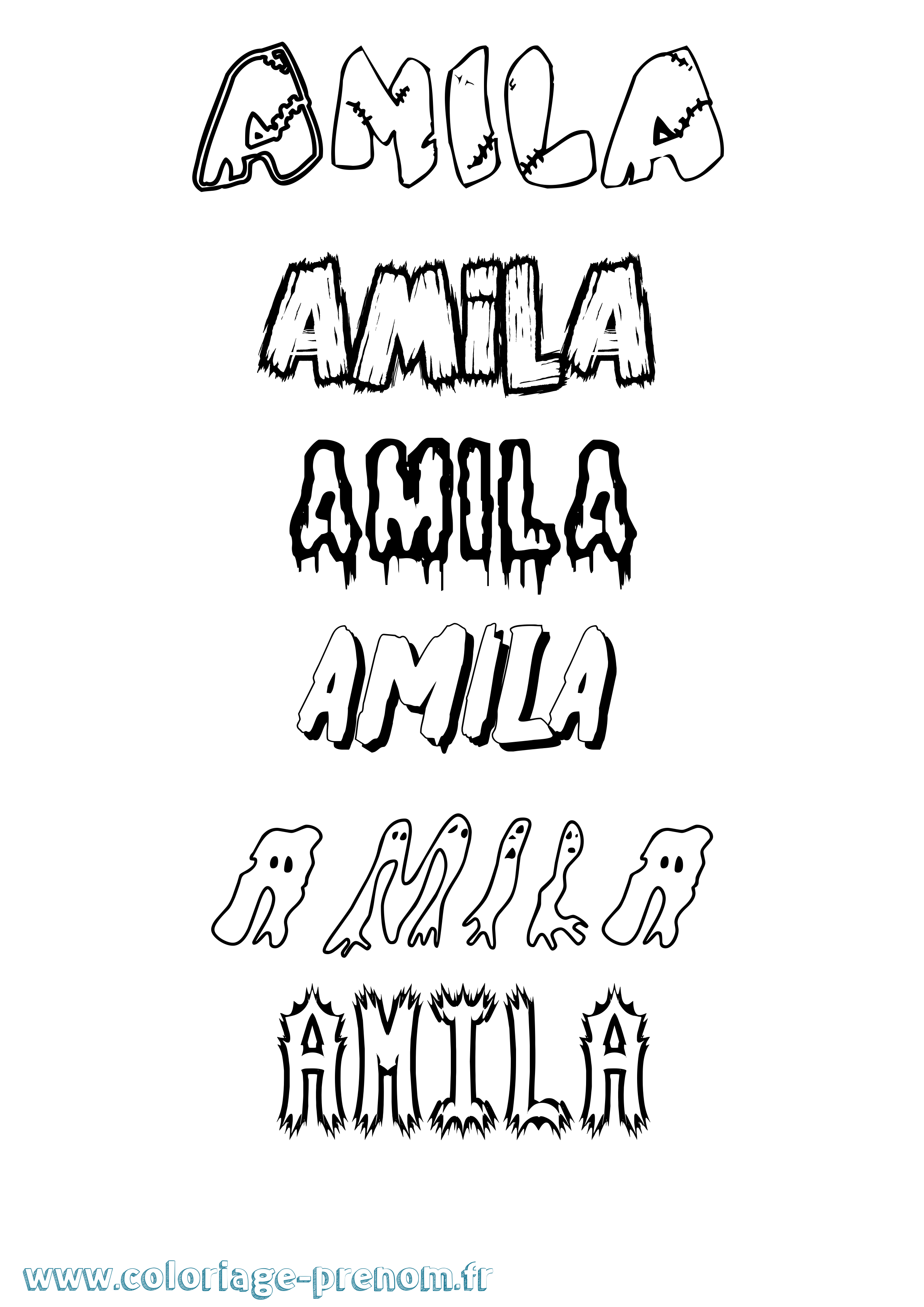 Coloriage prénom Amila Frisson