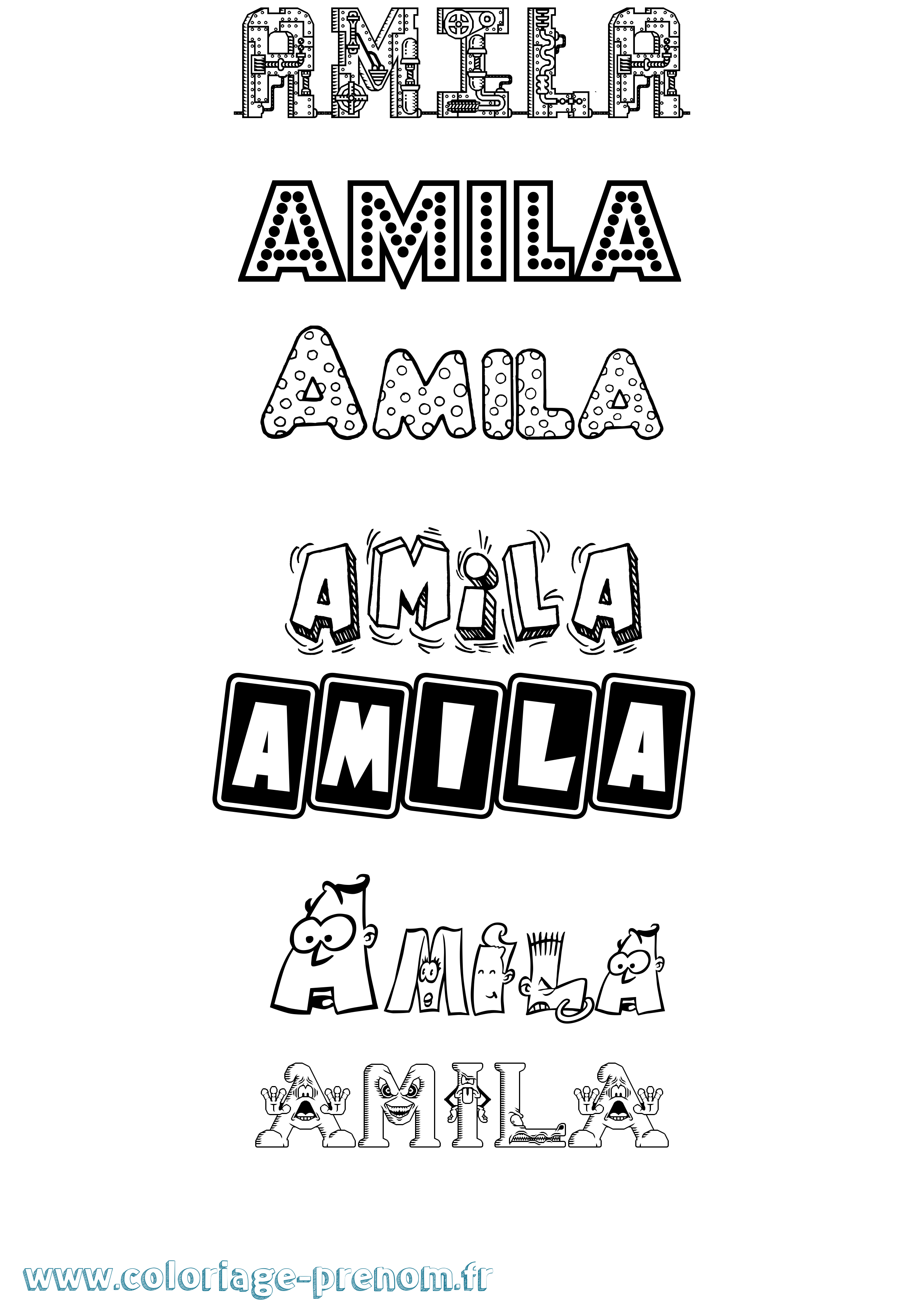 Coloriage prénom Amila Fun