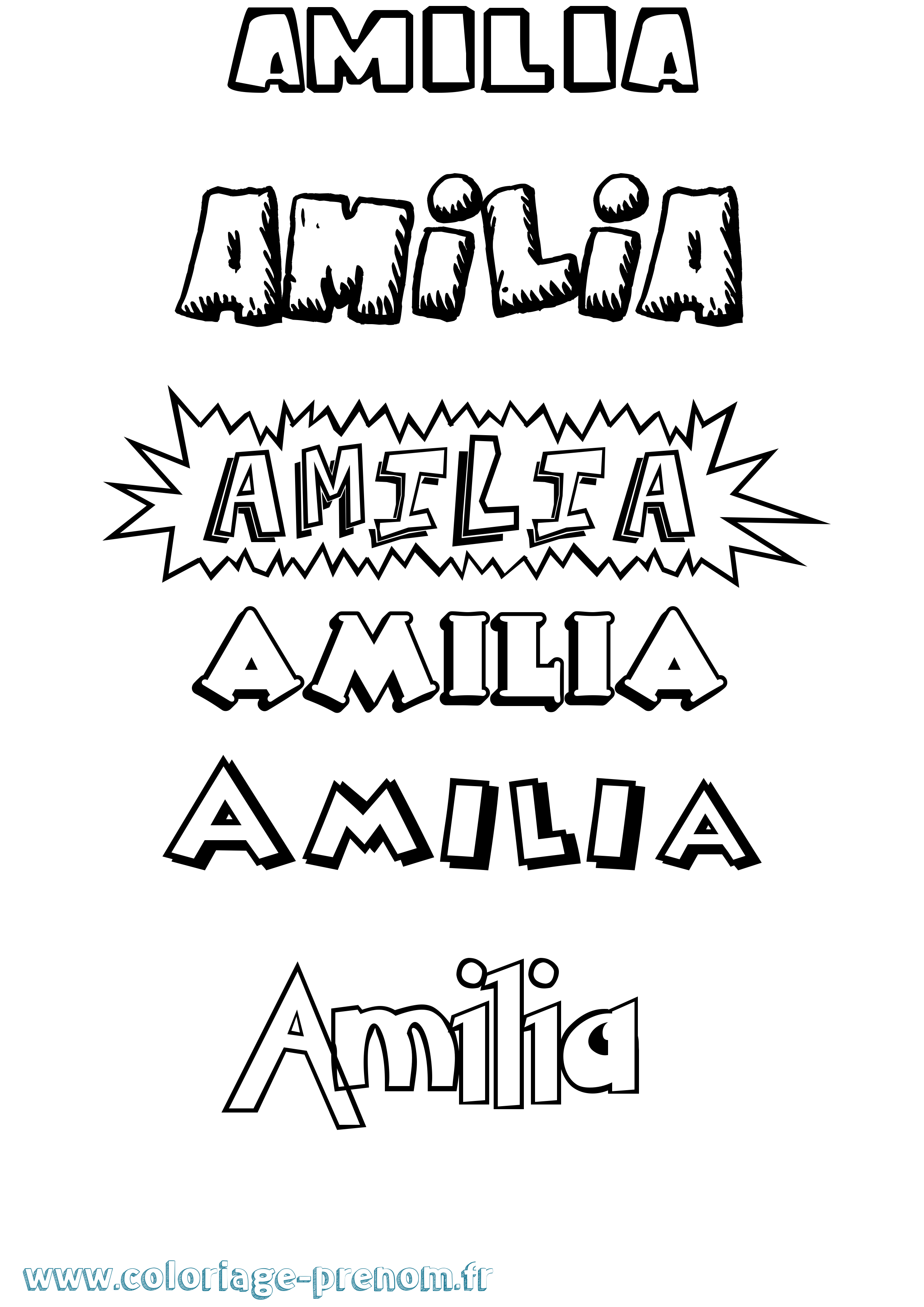 Coloriage Amilia Dessin Animé Coloriage prénom Amilia Dessin Animé