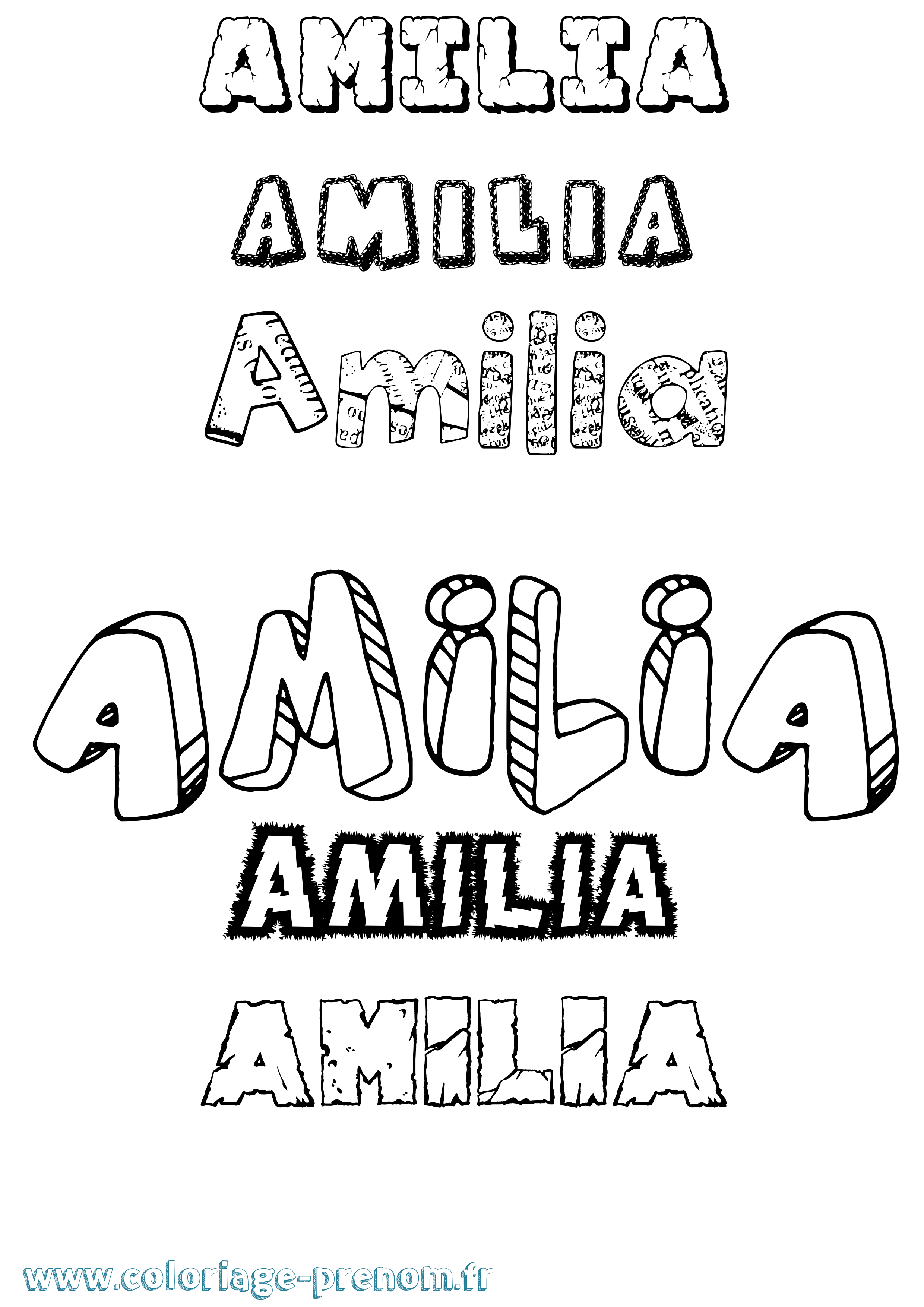 Coloriage prénom Amilia Destructuré