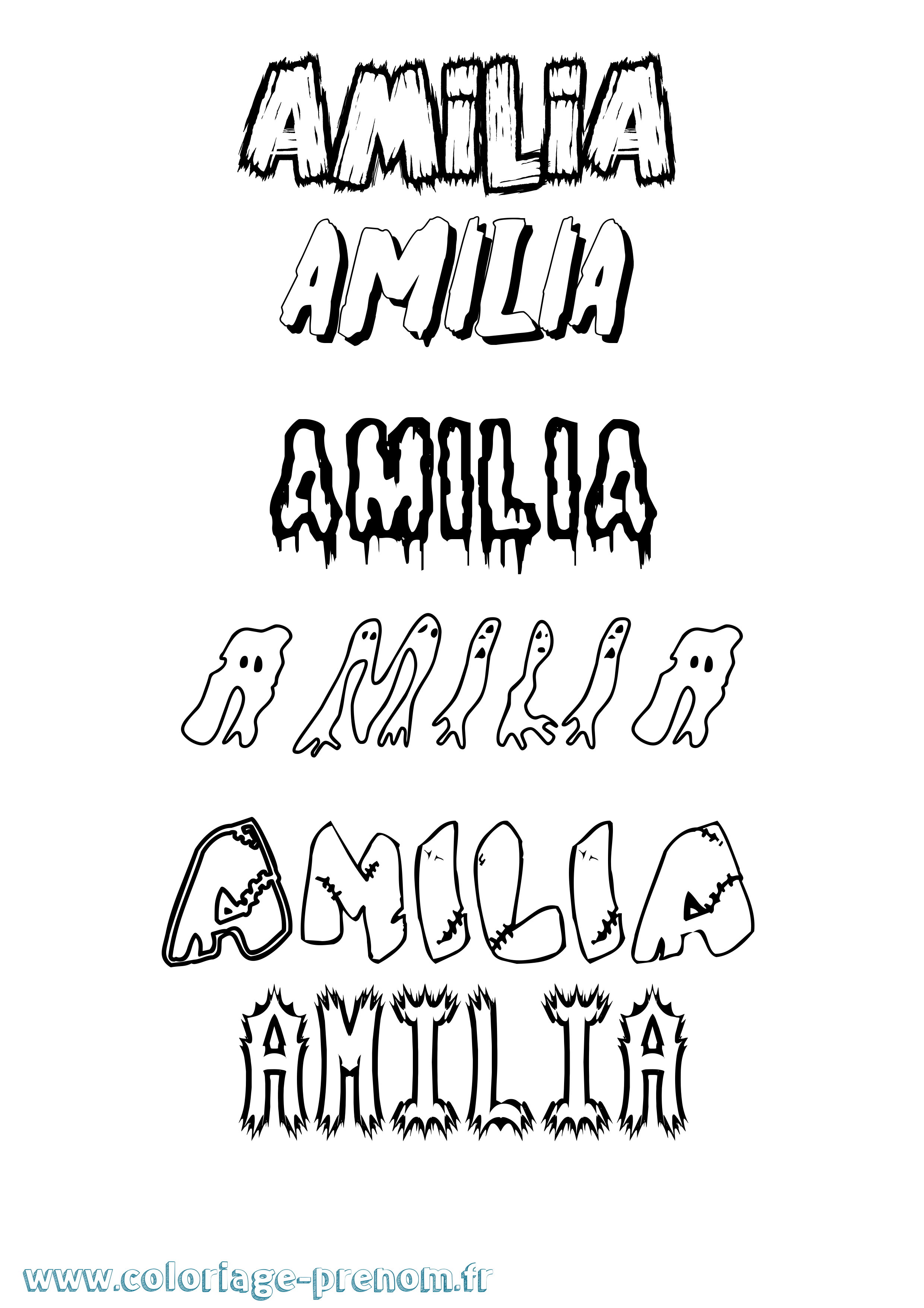 Coloriage prénom Amilia Frisson