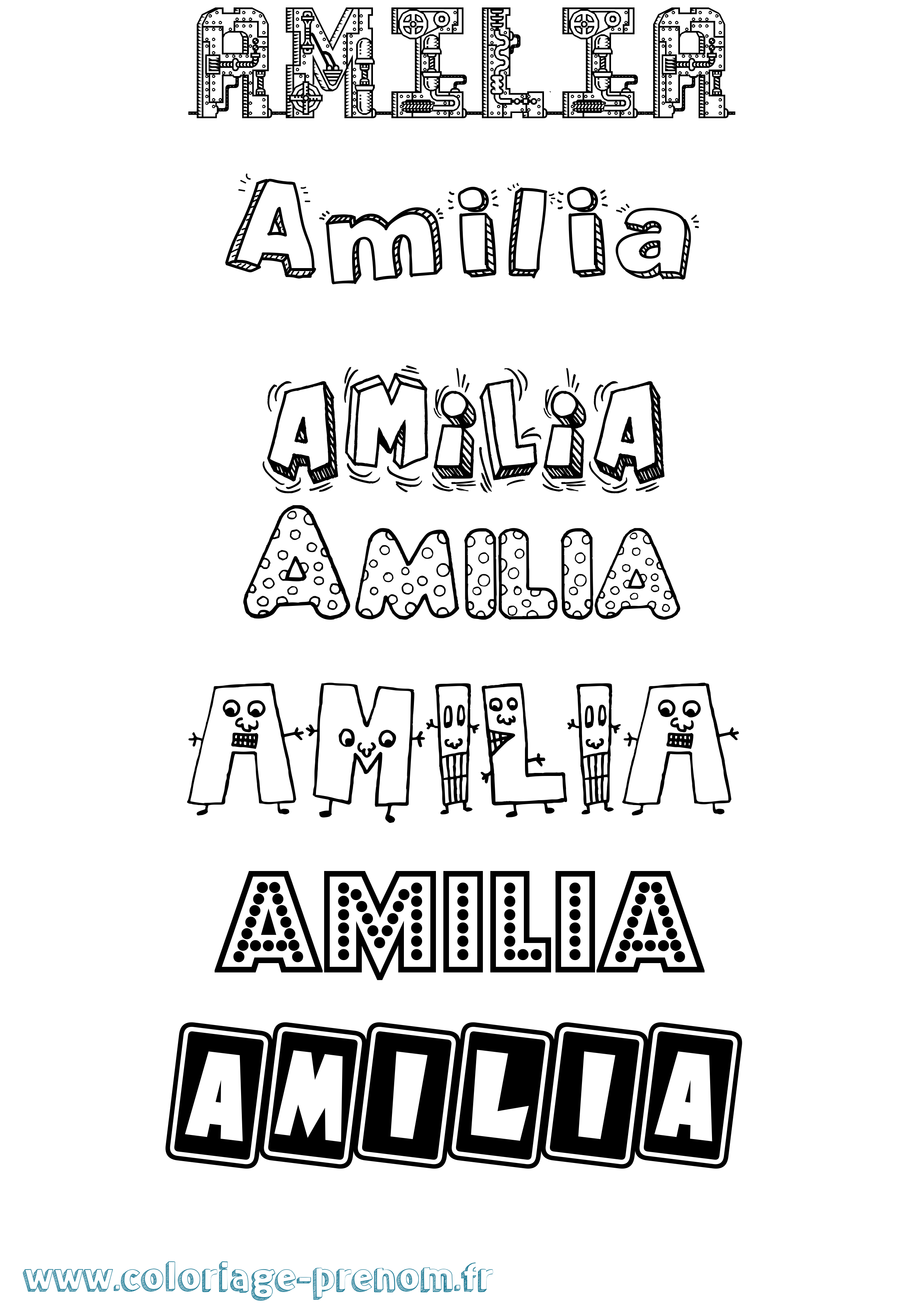 Coloriage prénom Amilia Fun