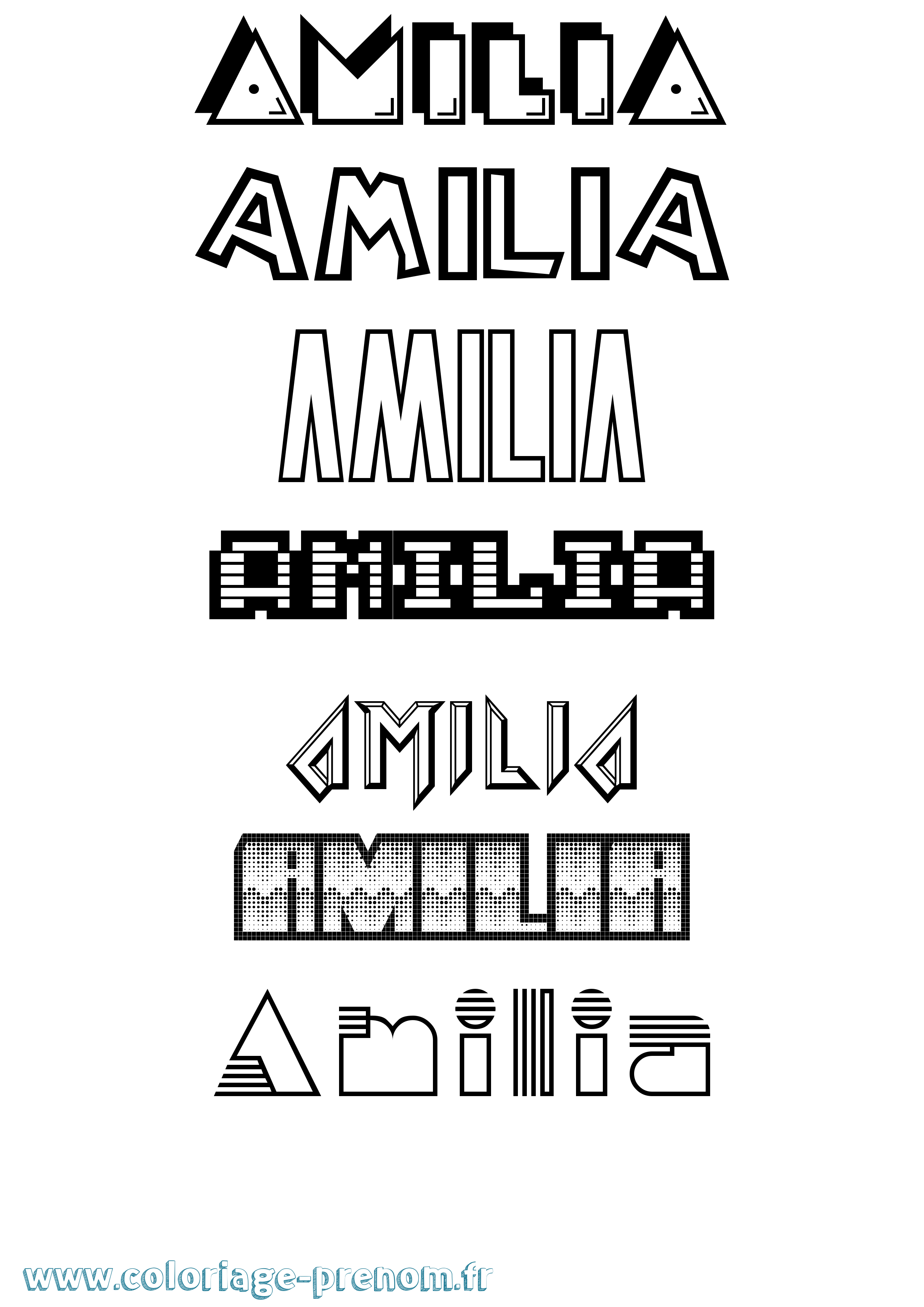 Coloriage Amilia Jeux Vidéos Coloriage prénom Amilia Jeux Vidéos