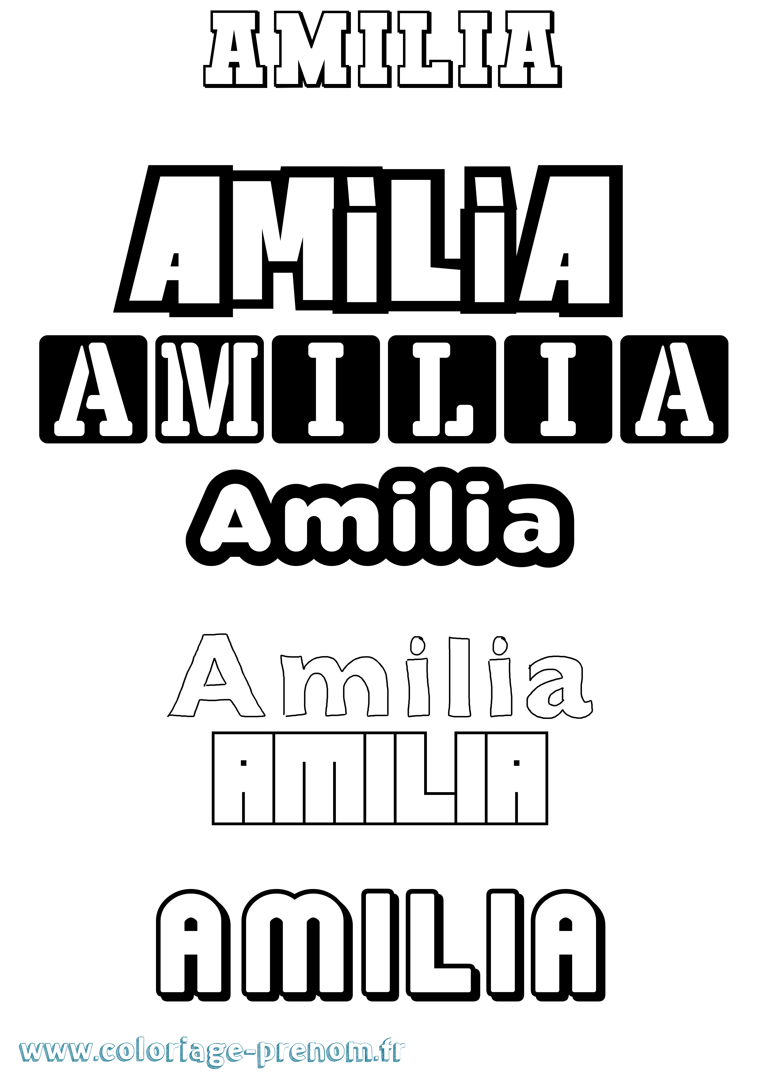 Coloriage Amilia Simple Coloriage prénom Amilia Simple