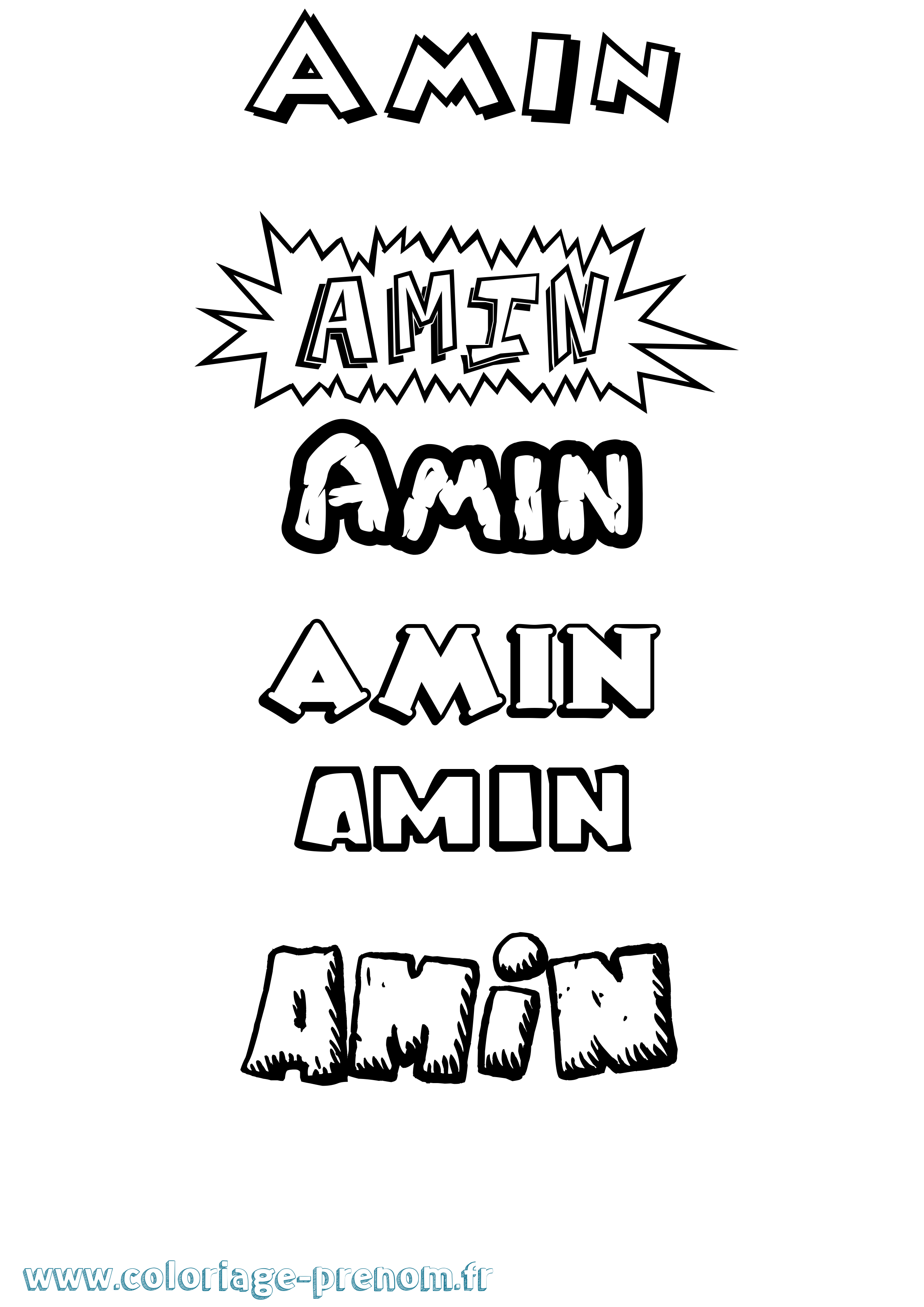 Coloriage prénom Amin Dessin Animé