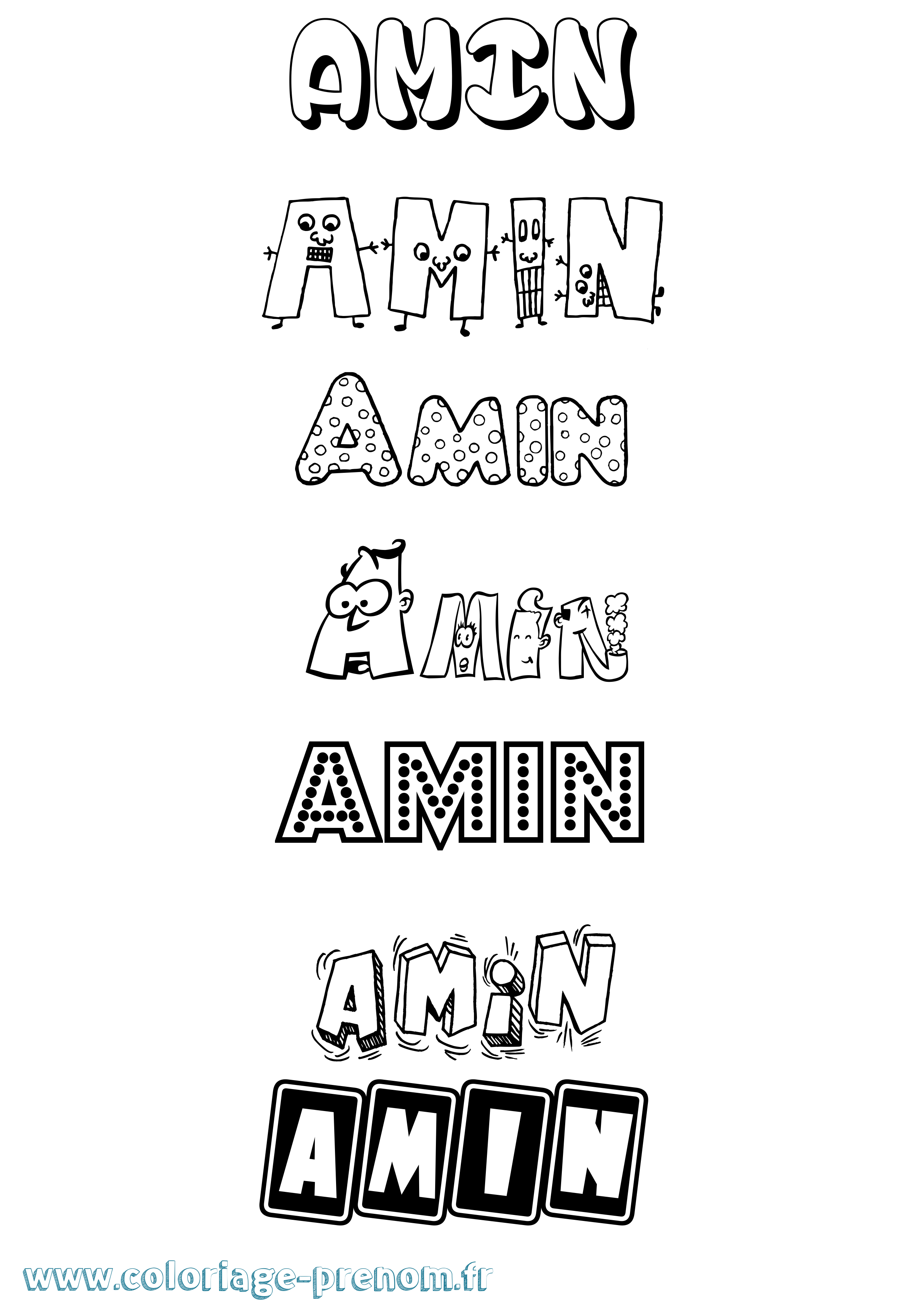 Coloriage prénom Amin Fun
