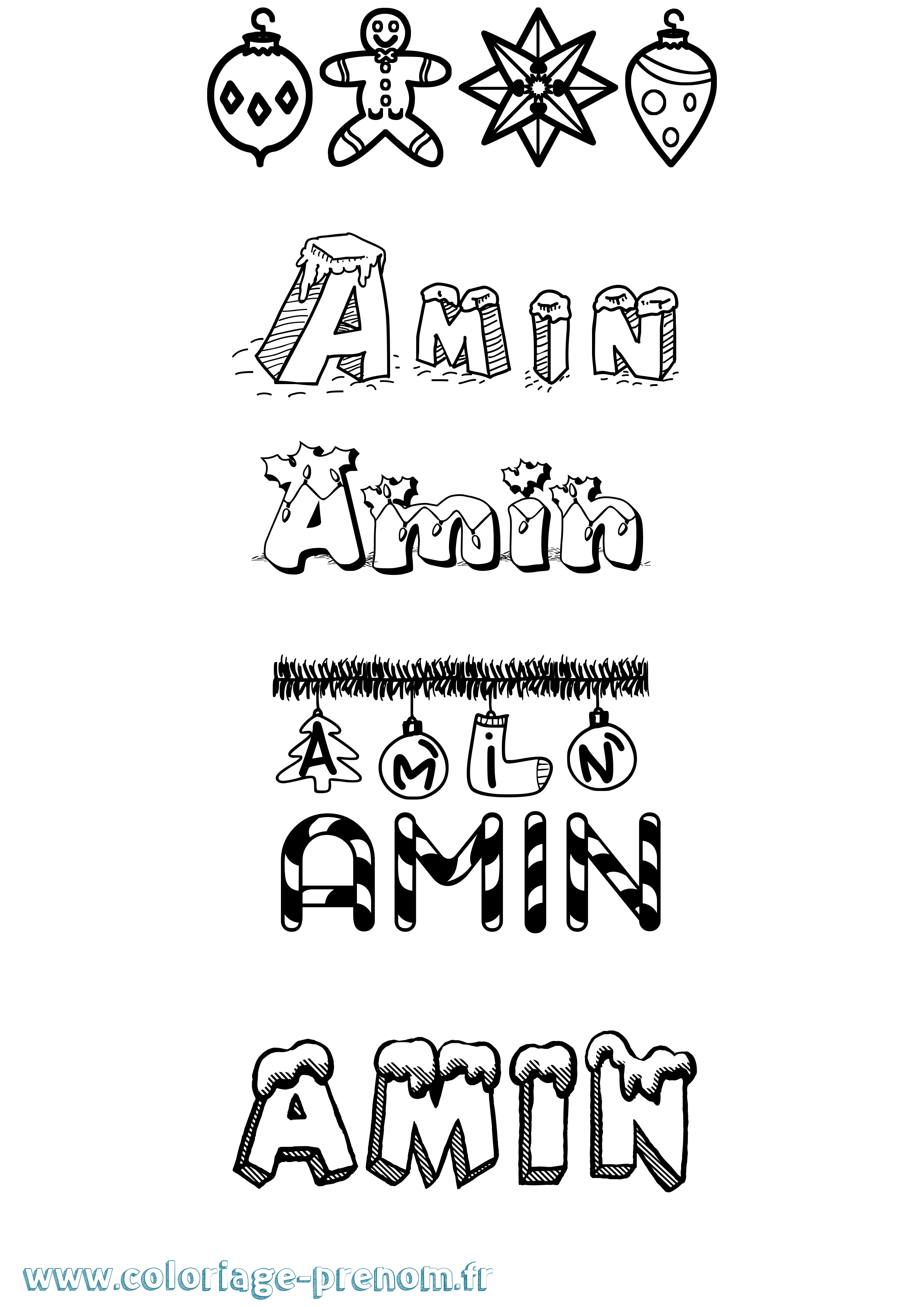 Coloriage prénom Amin
