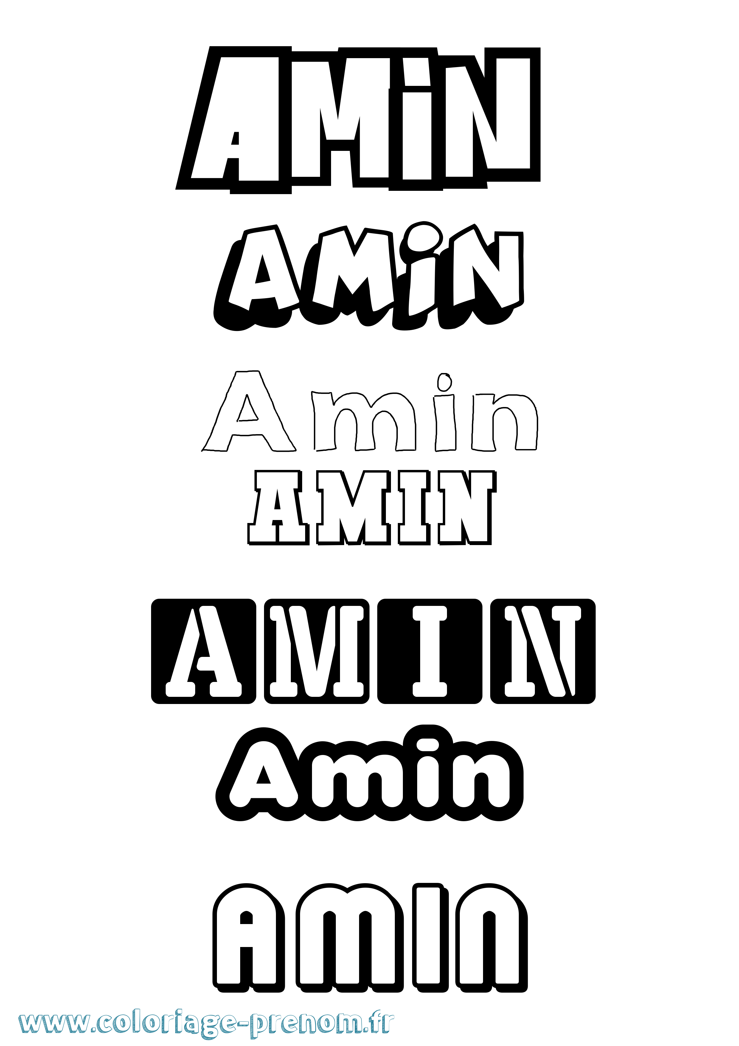 Coloriage prénom Amin Simple