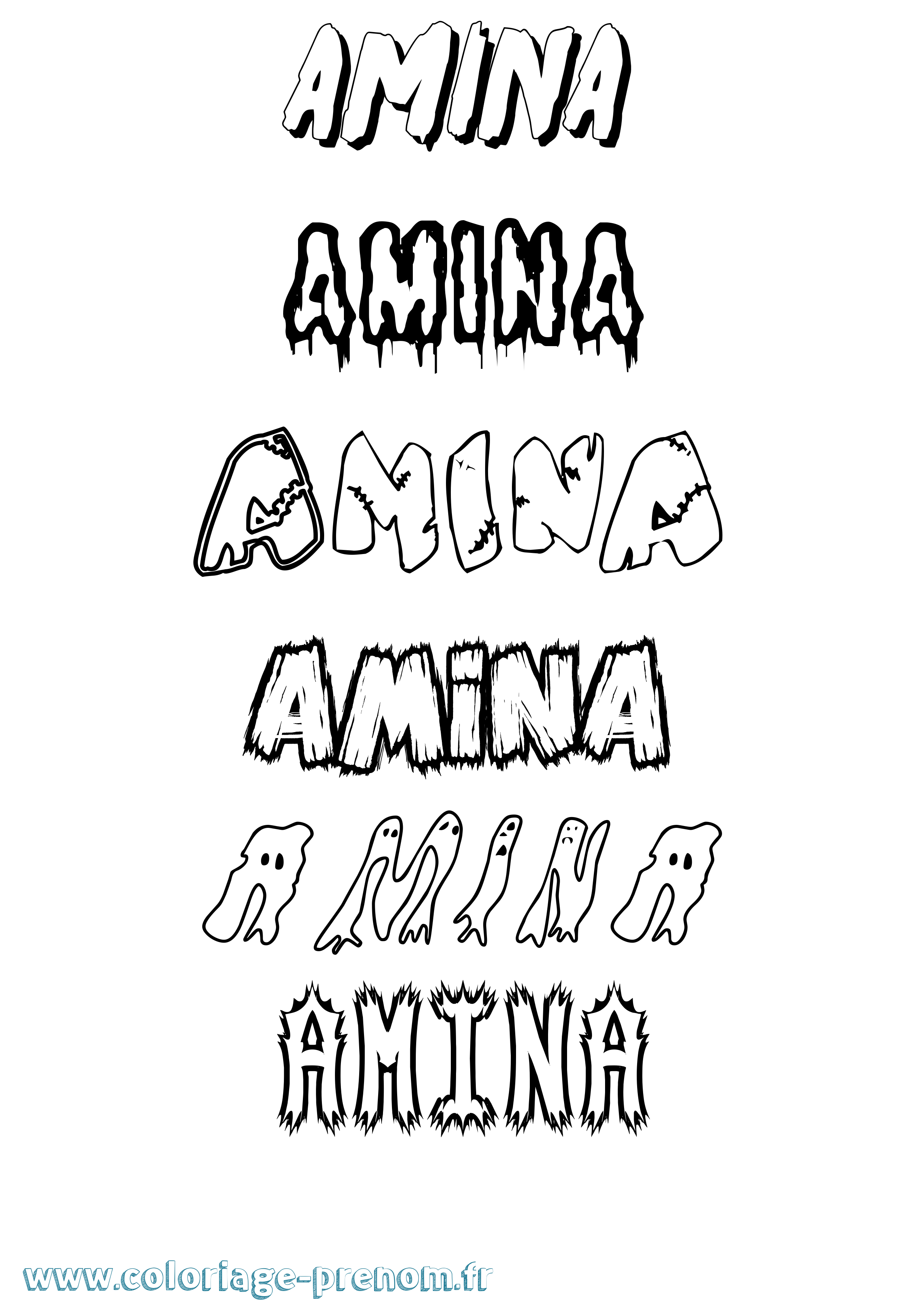Coloriage prénom Amina