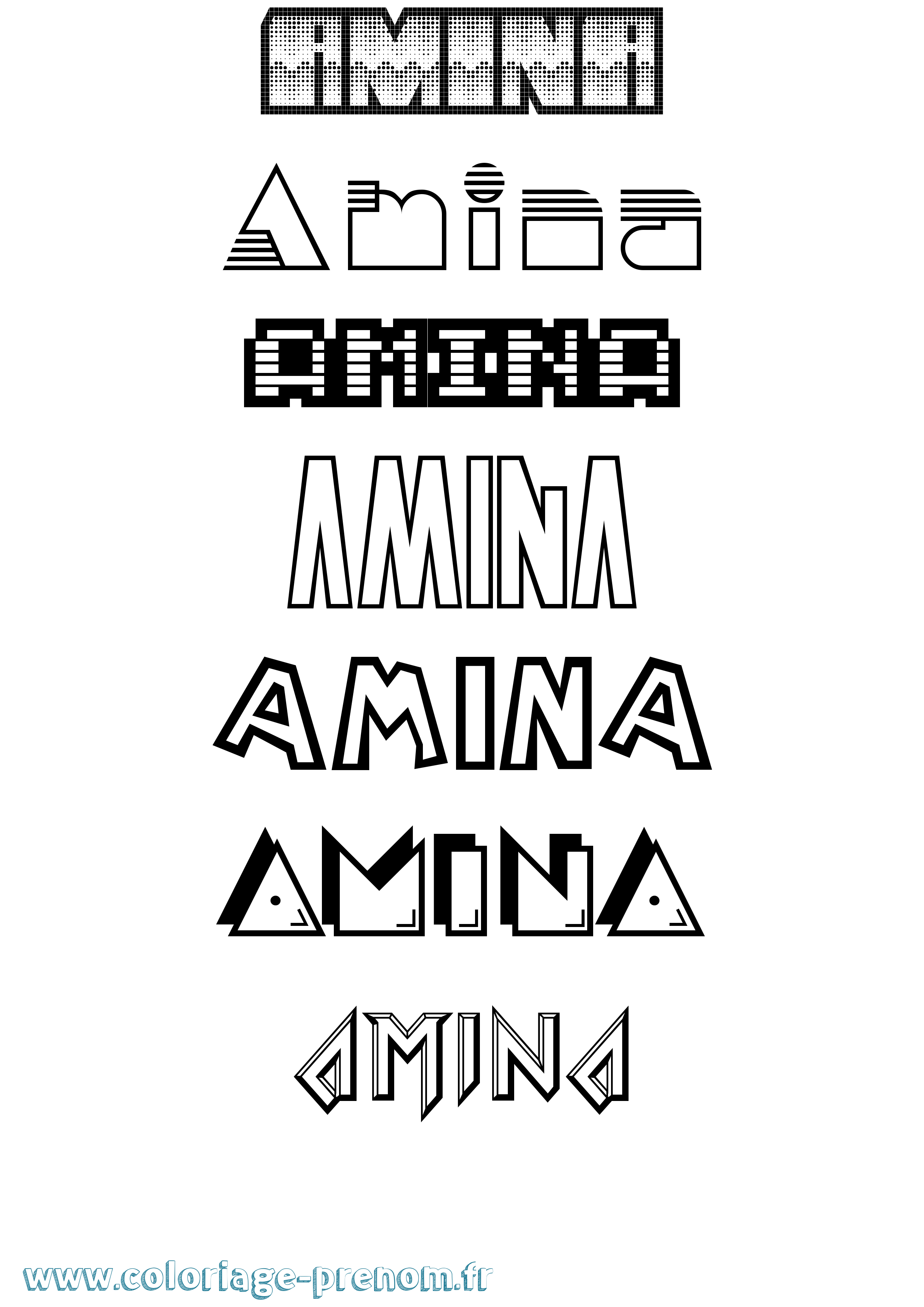Coloriage prénom Amina Jeux Vidéos
