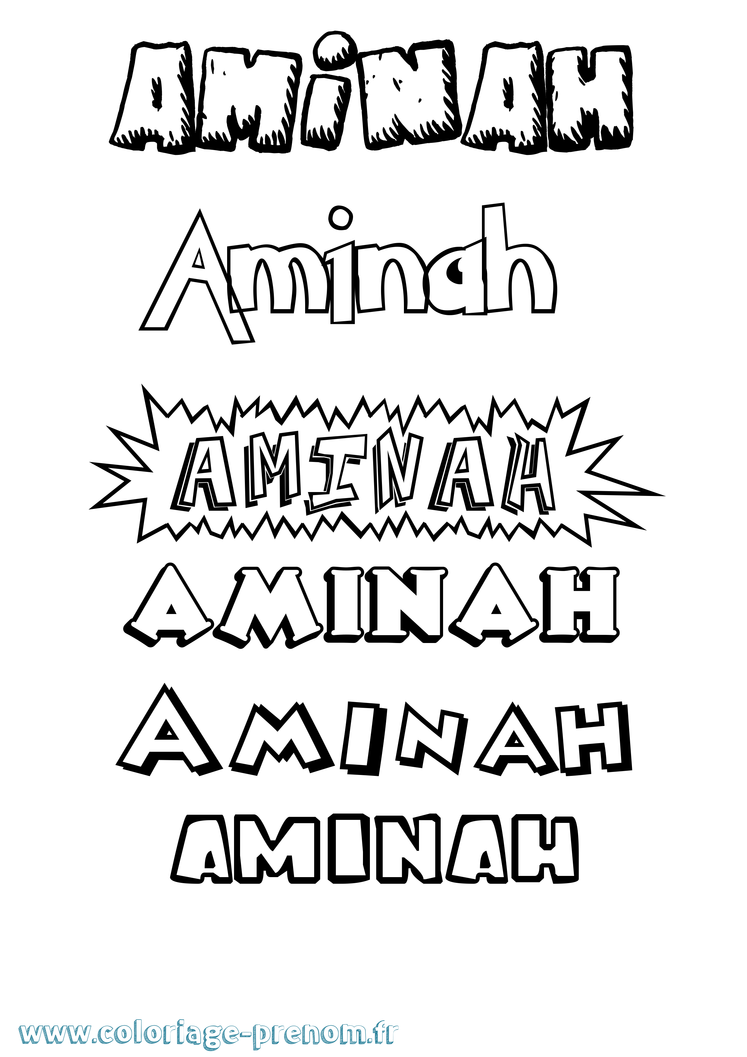 Coloriage prénom Aminah Dessin Animé