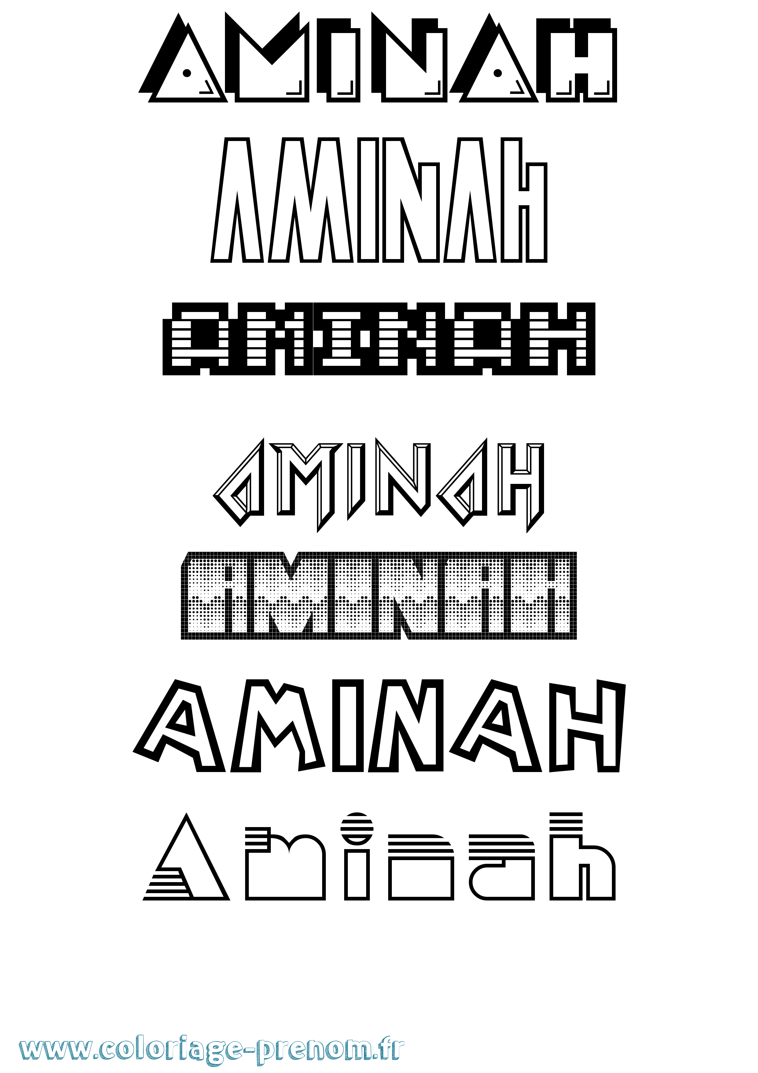 Coloriage prénom Aminah Jeux Vidéos