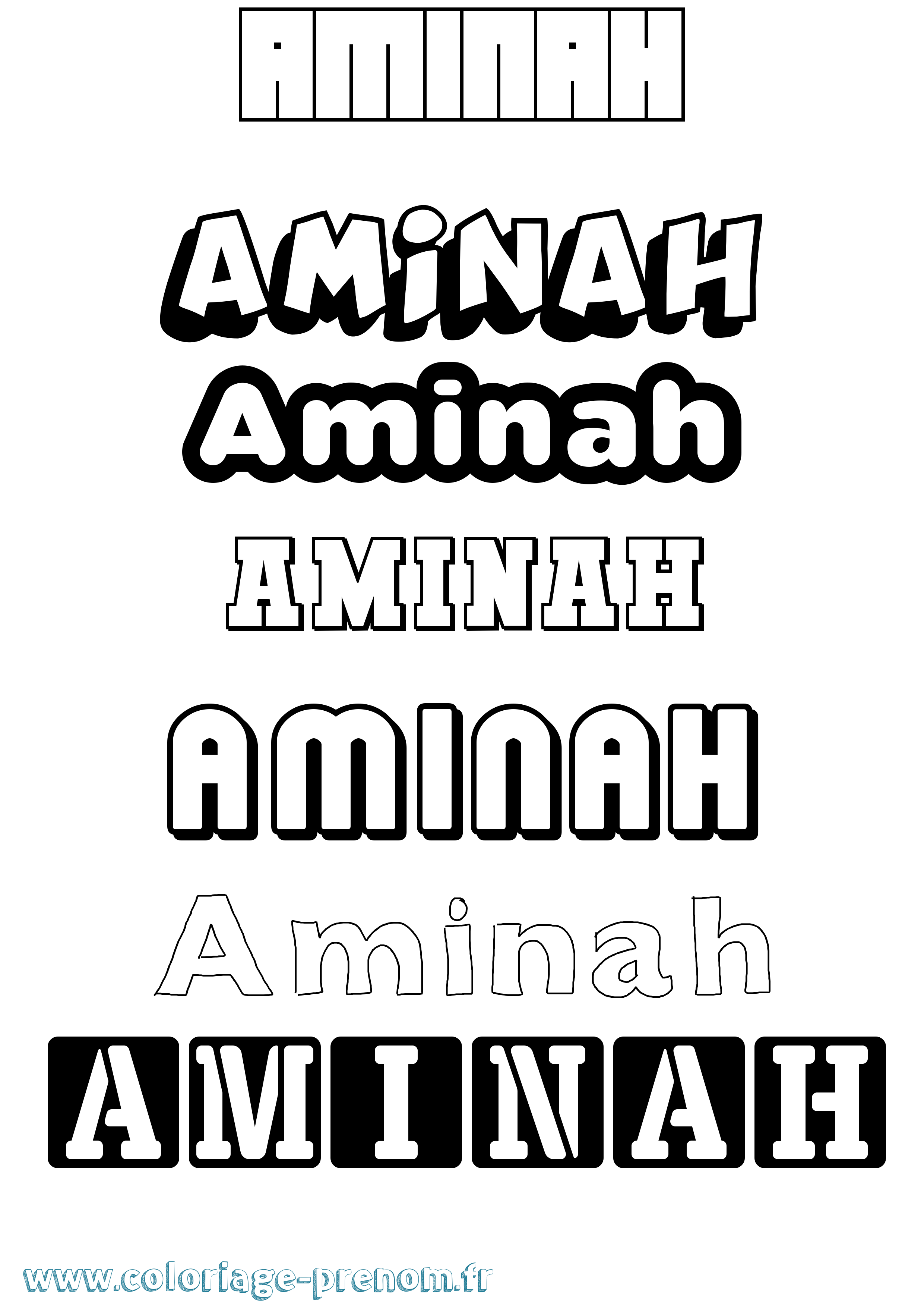 Coloriage prénom Aminah Simple