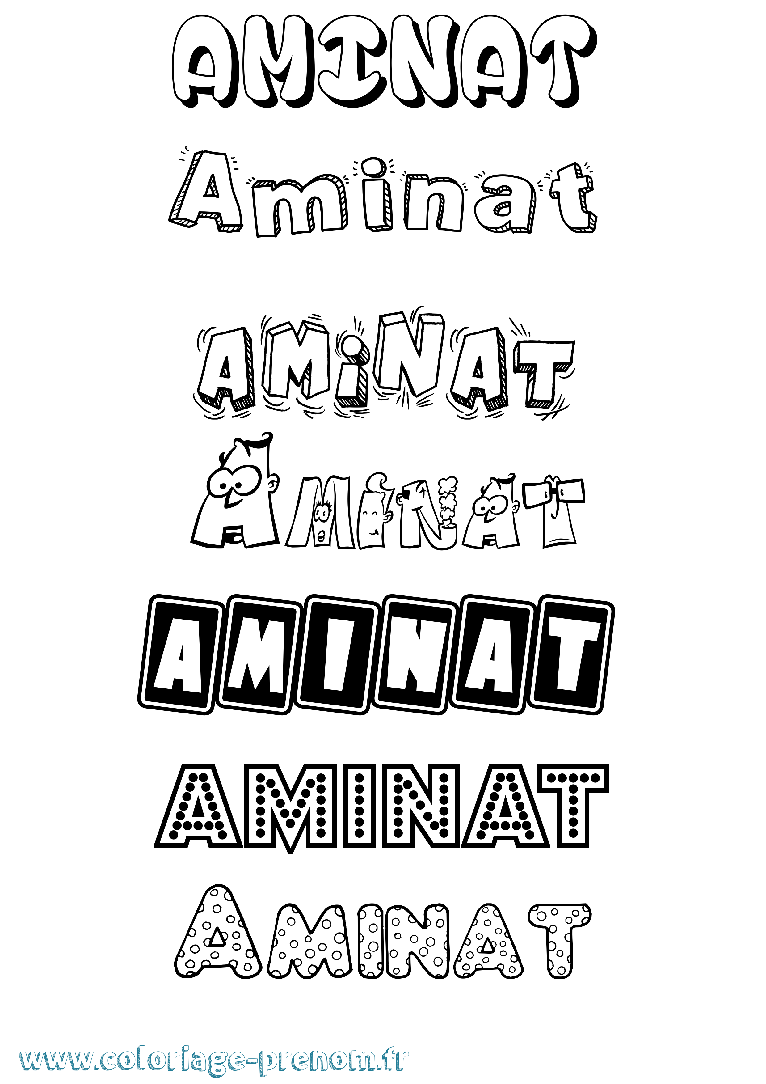 Coloriage prénom Aminat Fun