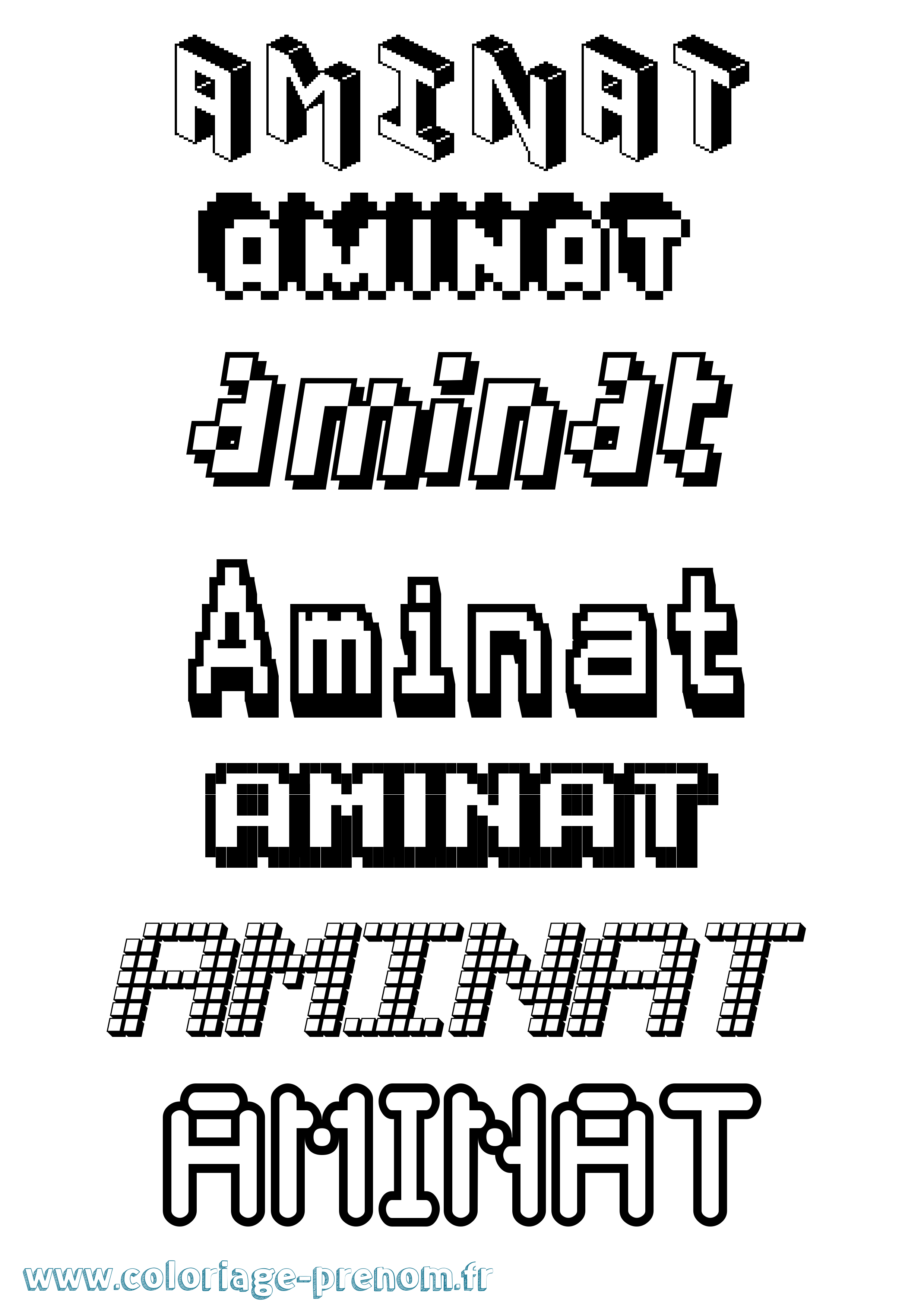 Coloriage prénom Aminat Pixel