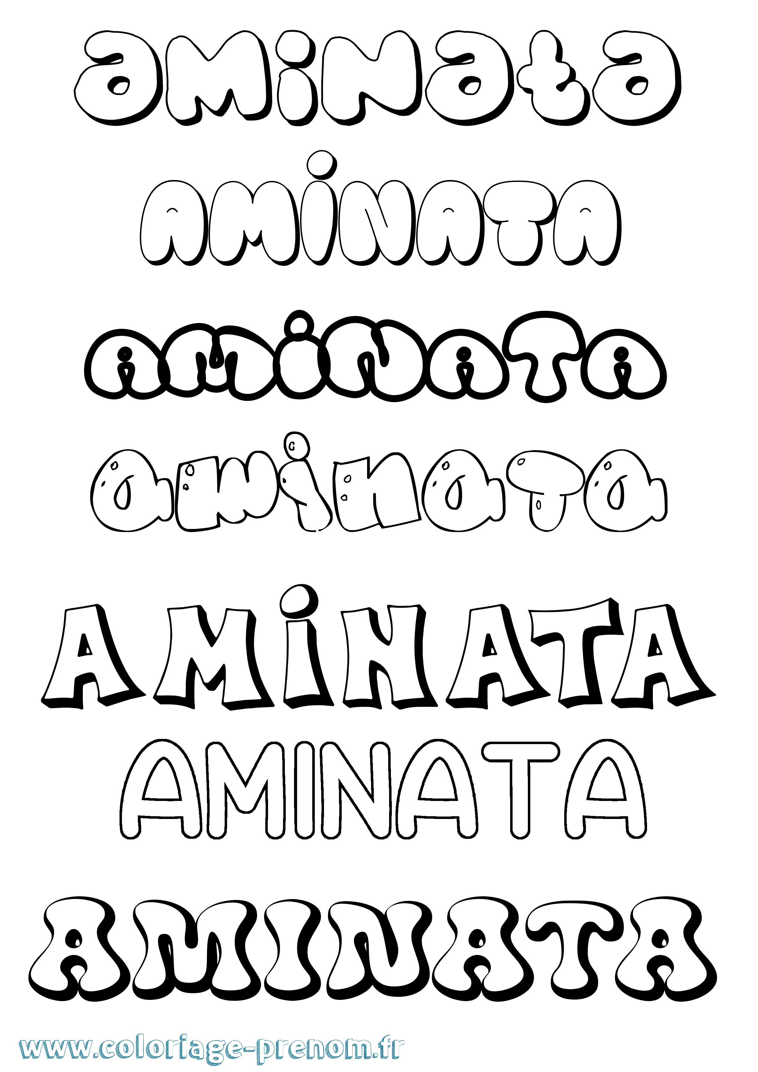 Coloriage prénom Aminata Bubble