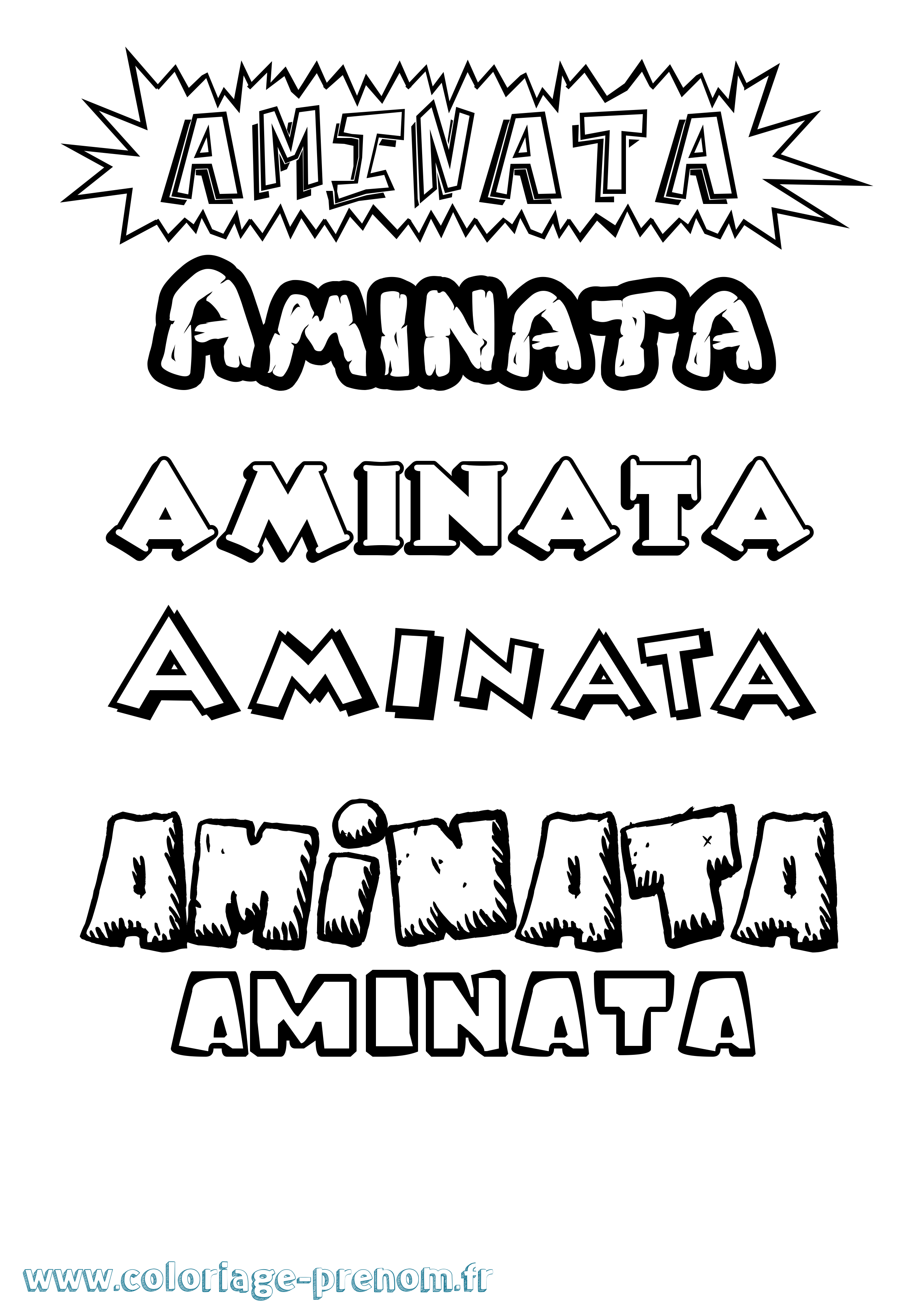 Coloriage prénom Aminata Dessin Animé
