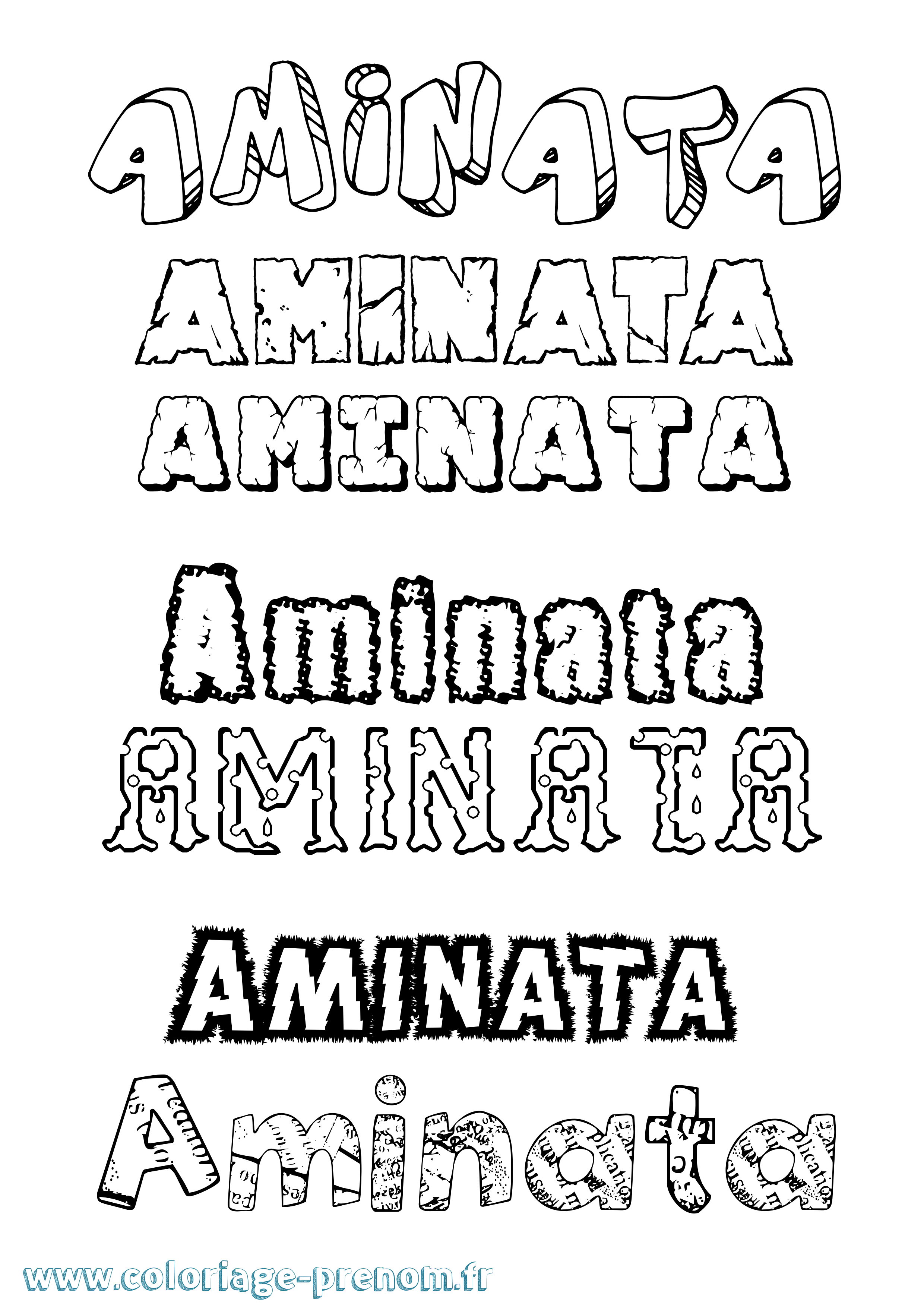 Coloriage prénom Aminata Destructuré