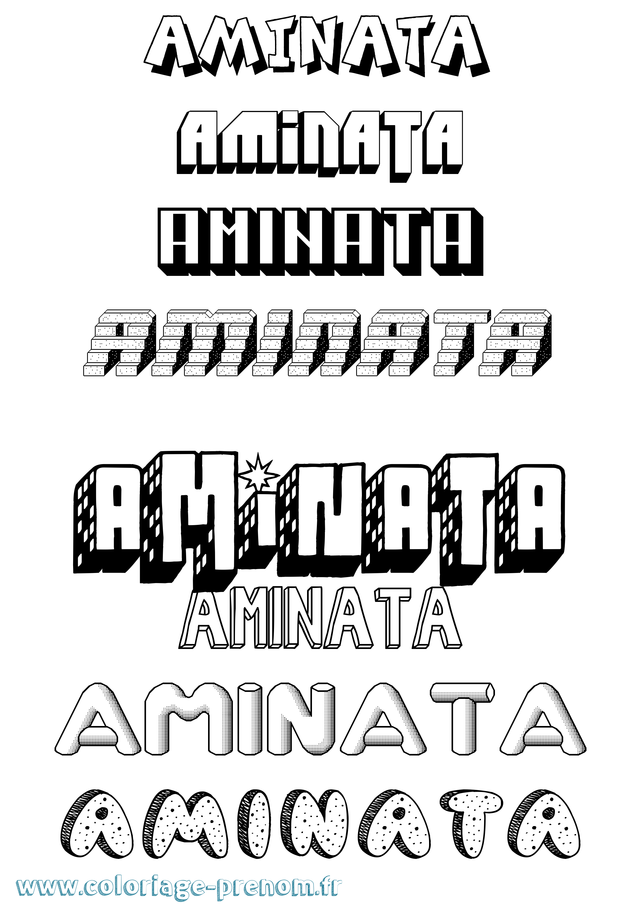 Coloriage prénom Aminata Effet 3D