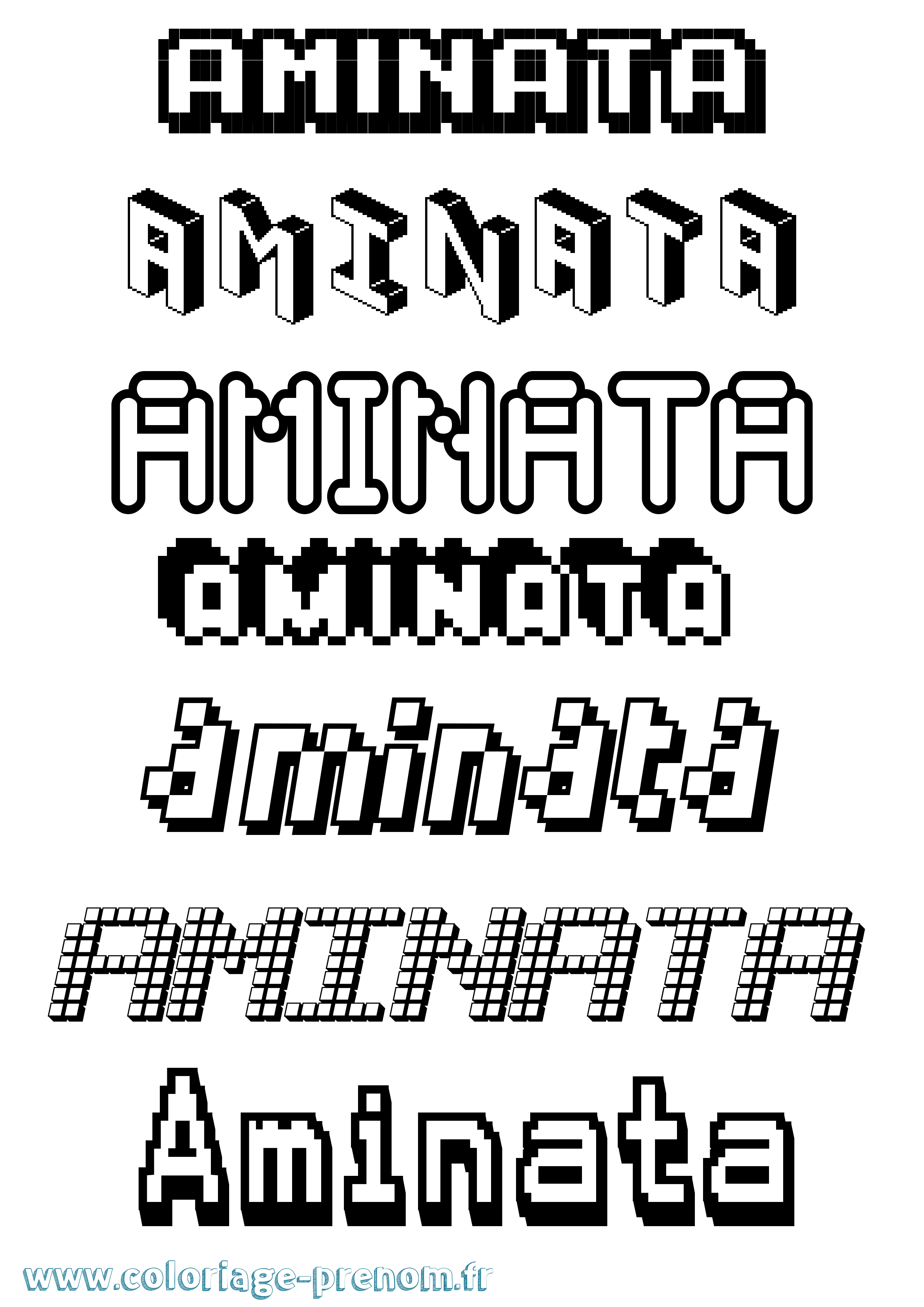 Coloriage prénom Aminata Pixel
