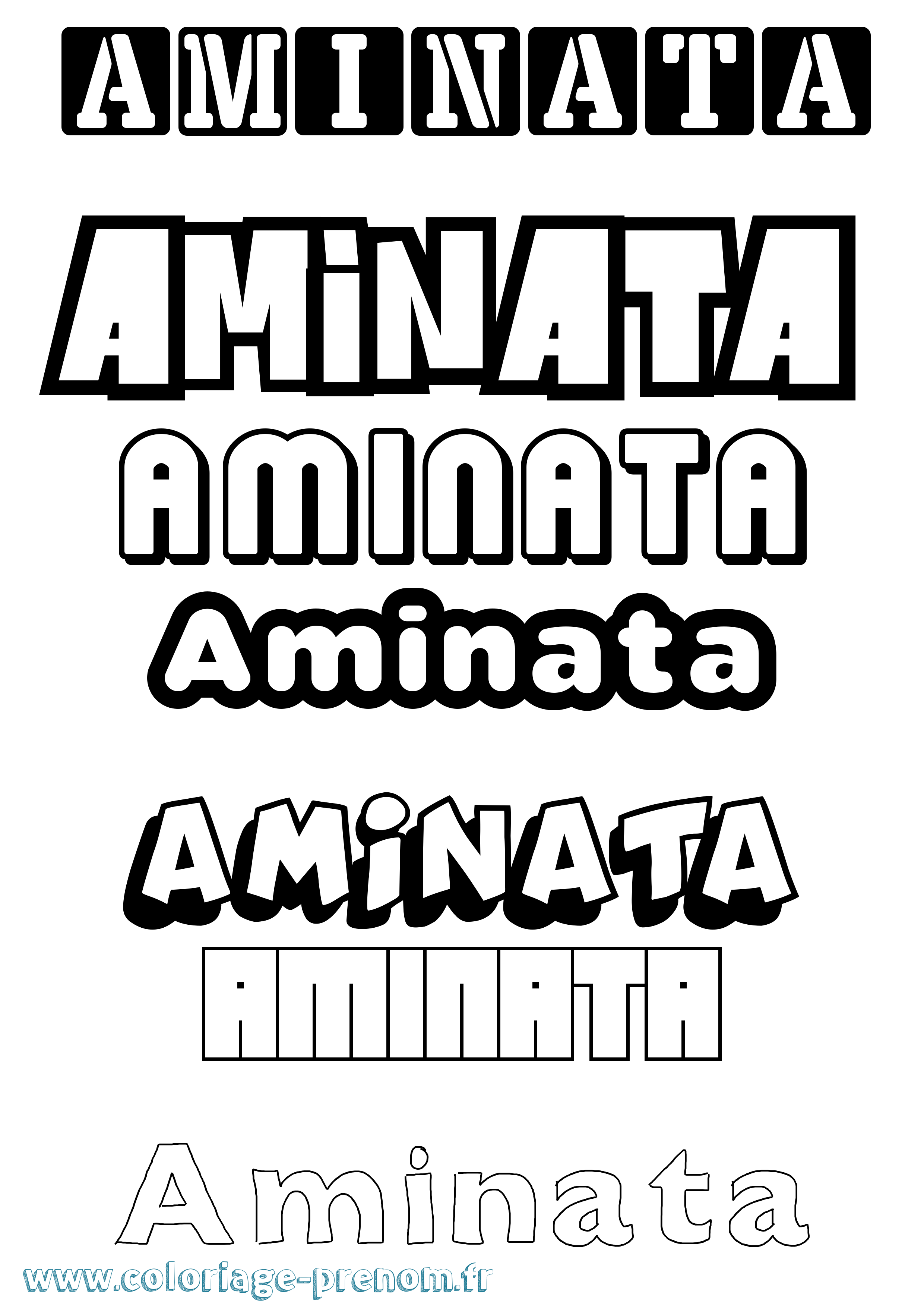 Coloriage prénom Aminata Simple