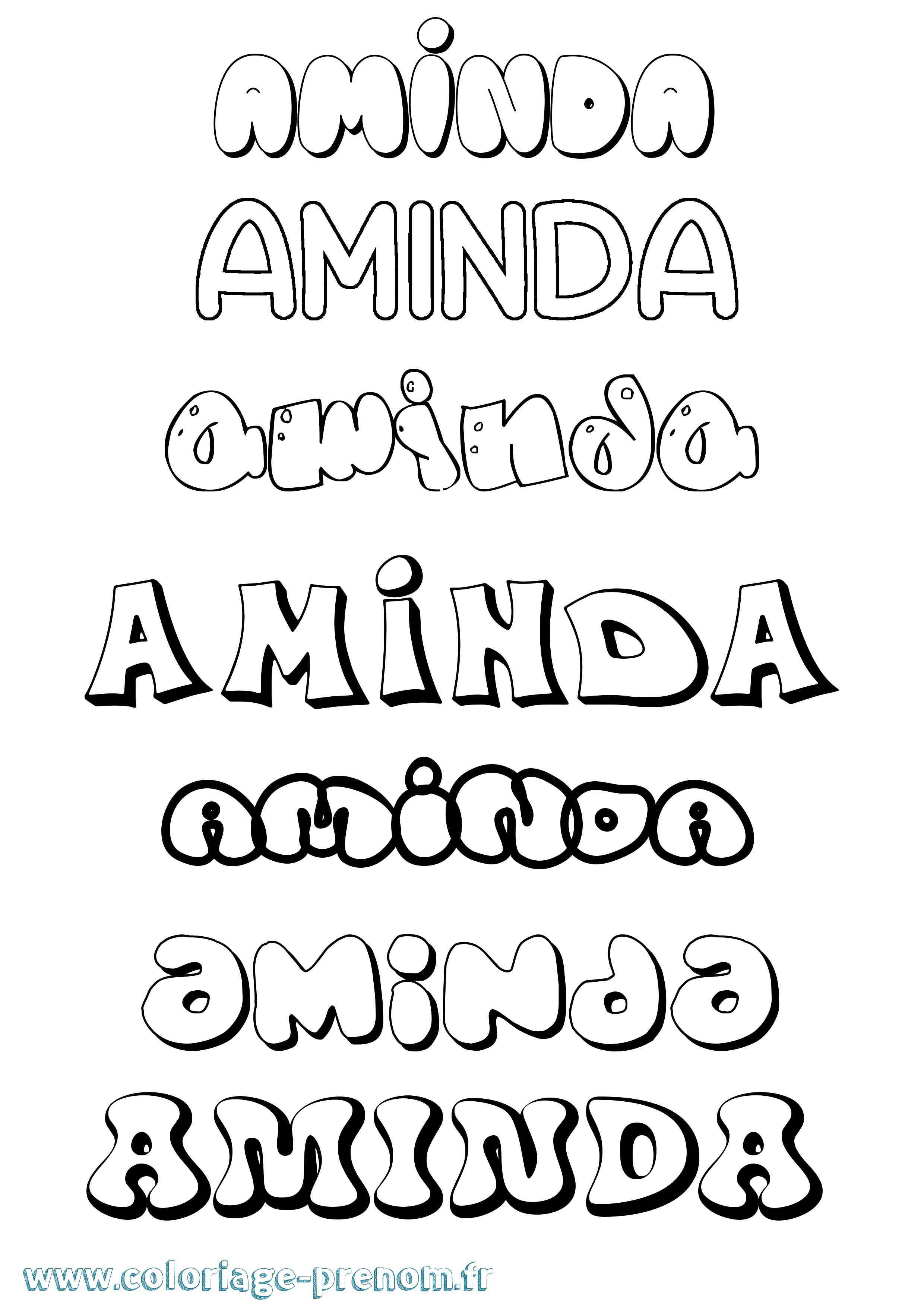 Coloriage Aminda Bubble Coloriage prénom Aminda Bubble