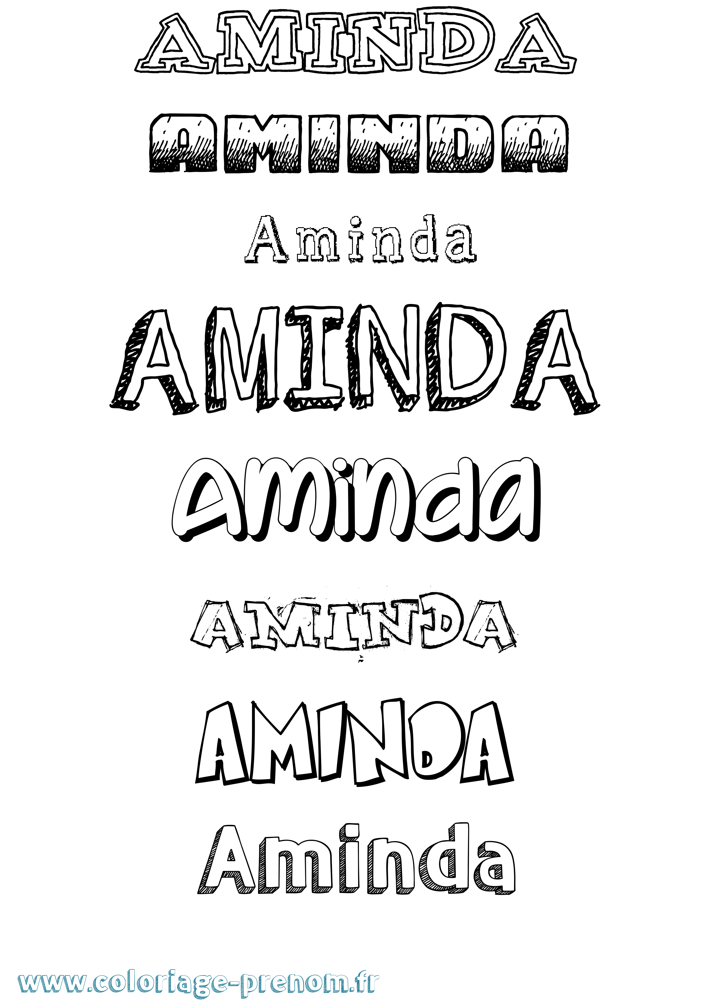 Coloriage Aminda Dessiné Coloriage prénom Aminda Dessiné