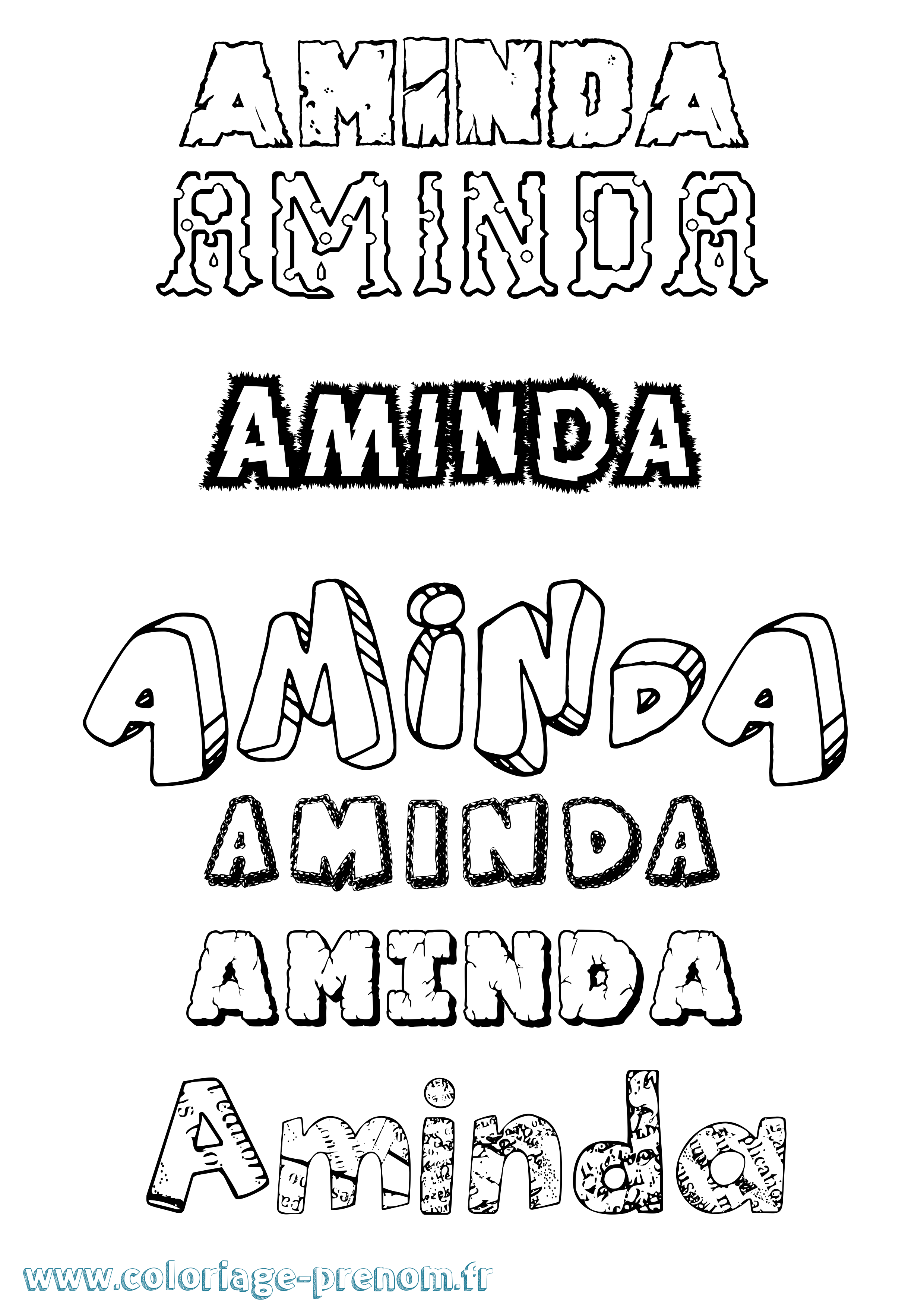 Coloriage Aminda Destructuré Coloriage prénom Aminda Destructuré