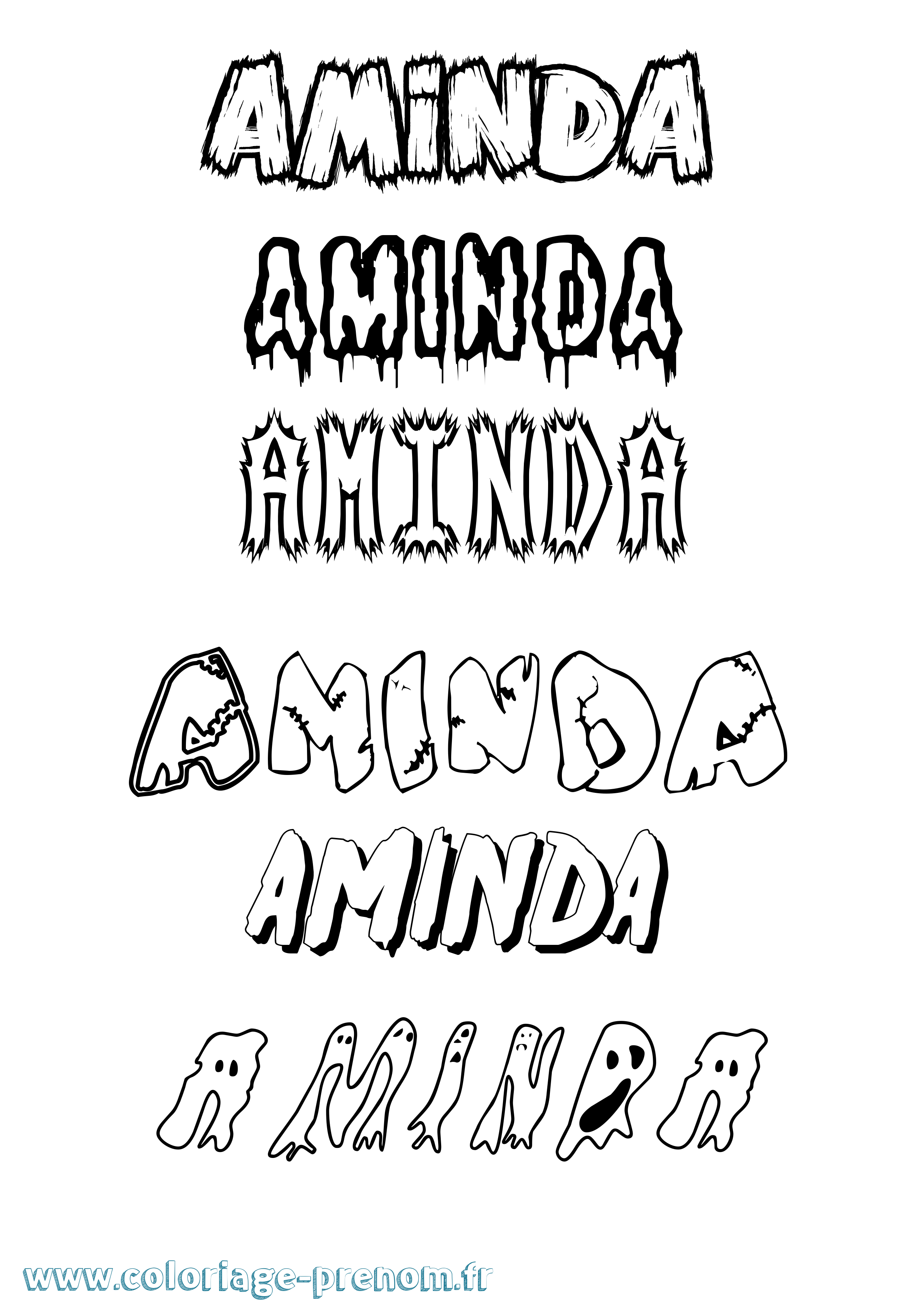 Coloriage Aminda Frisson Coloriage prénom Aminda Frisson