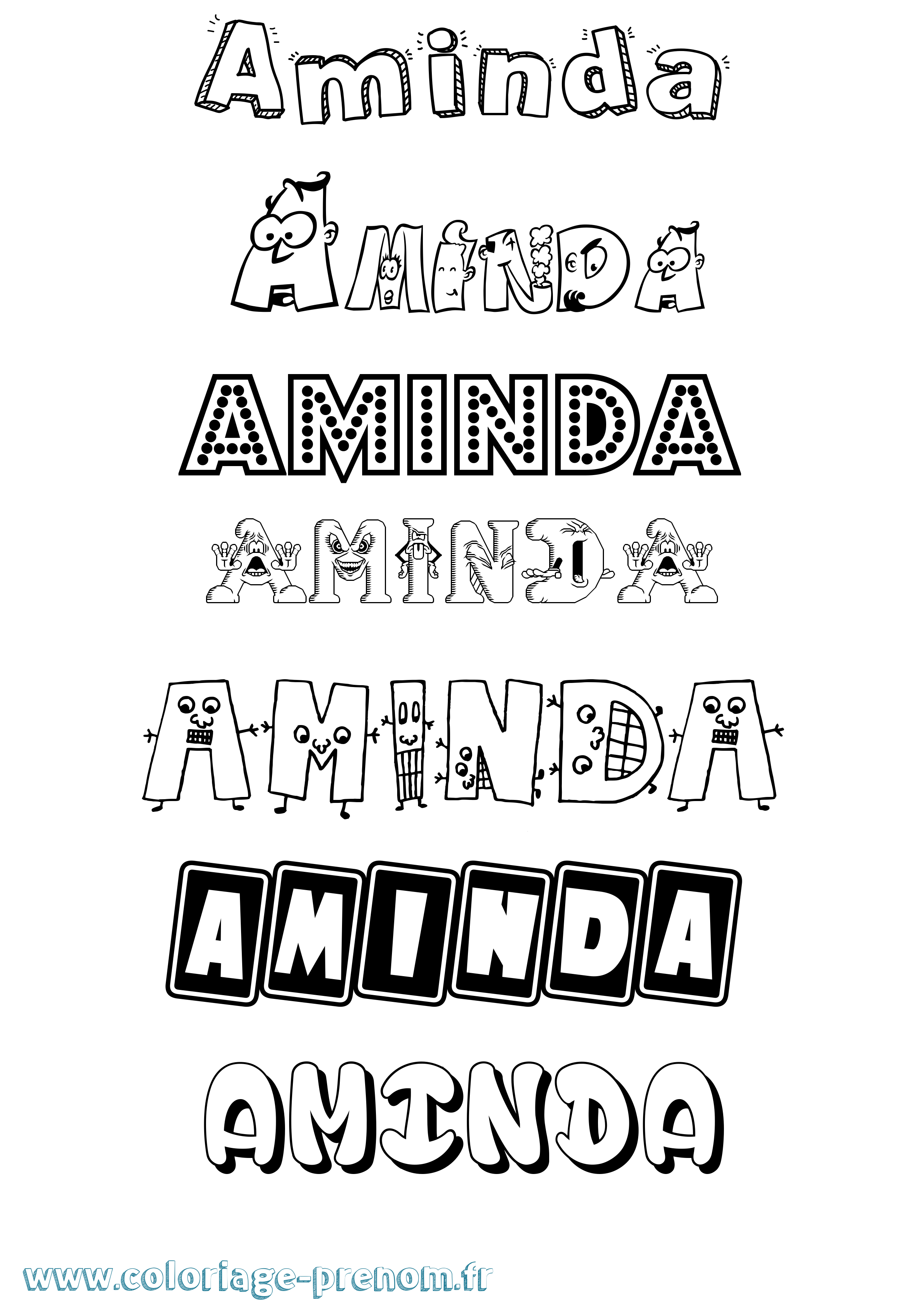 Coloriage Aminda Fun Coloriage prénom Aminda Fun