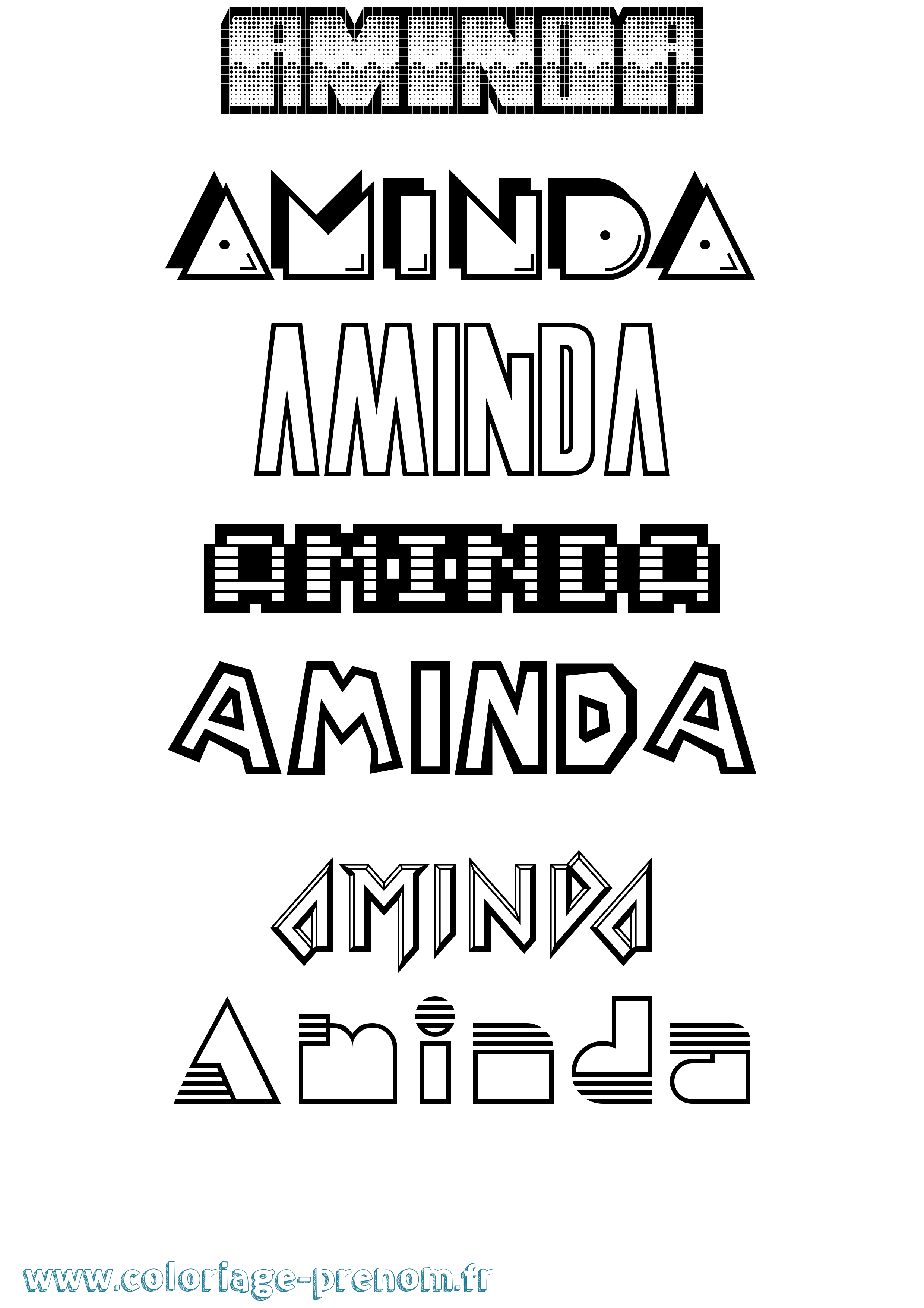 Coloriage Aminda Jeux Vidéos Coloriage prénom Aminda Jeux Vidéos