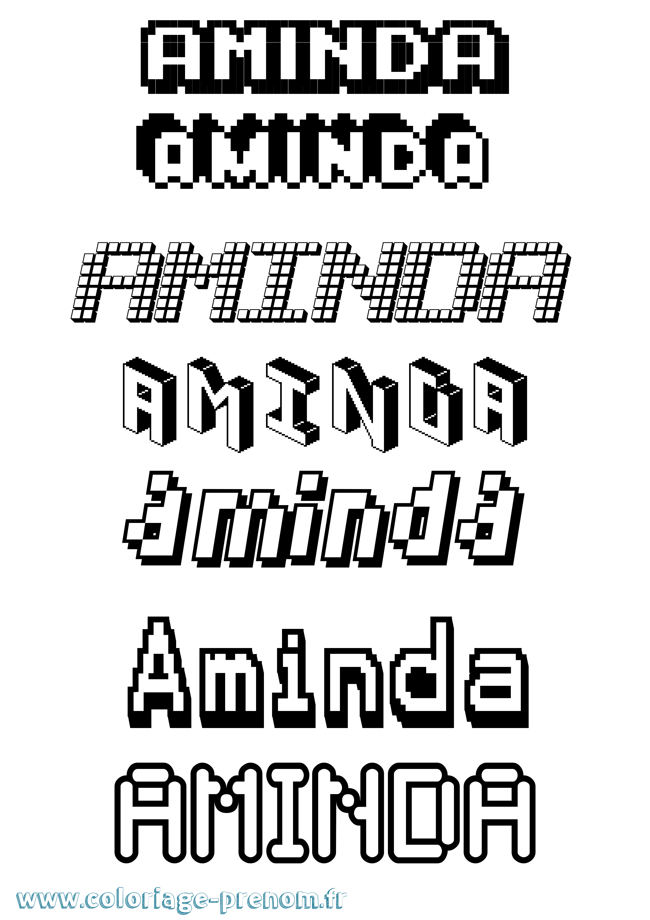 Coloriage Aminda Pixel Coloriage prénom Aminda Pixel
