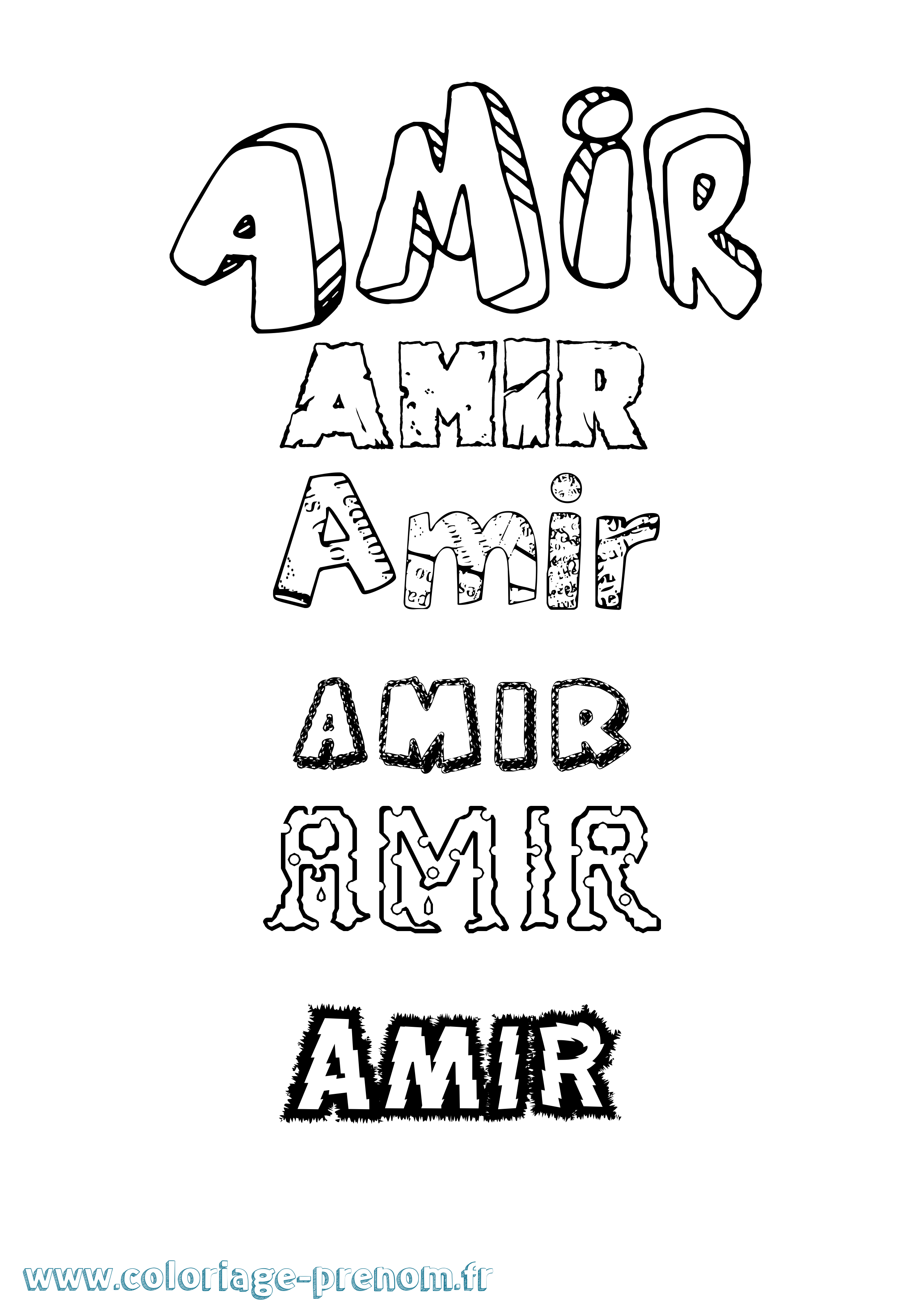 Coloriage prénom Amir Destructuré