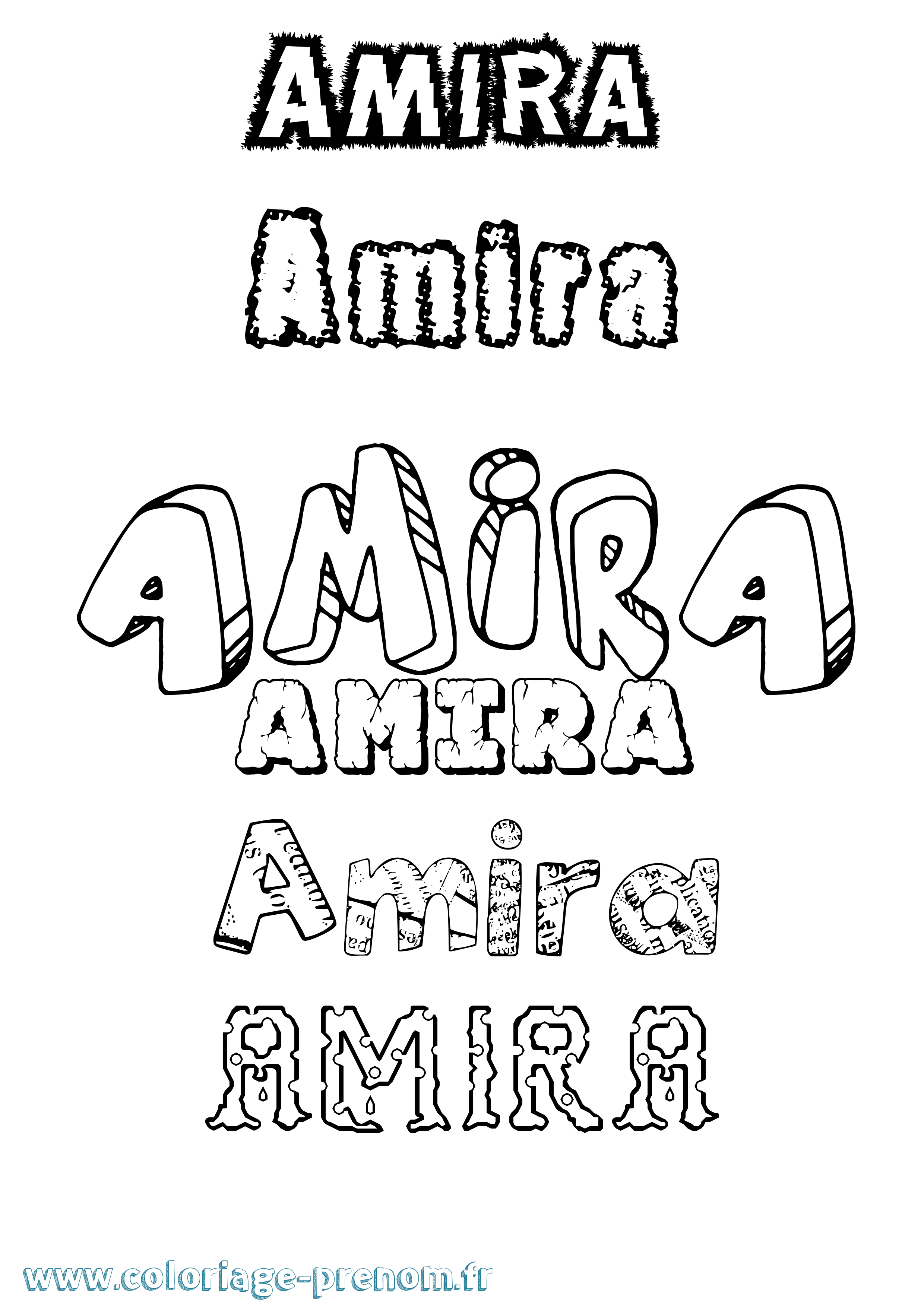 Coloriage prénom Amira Destructuré
