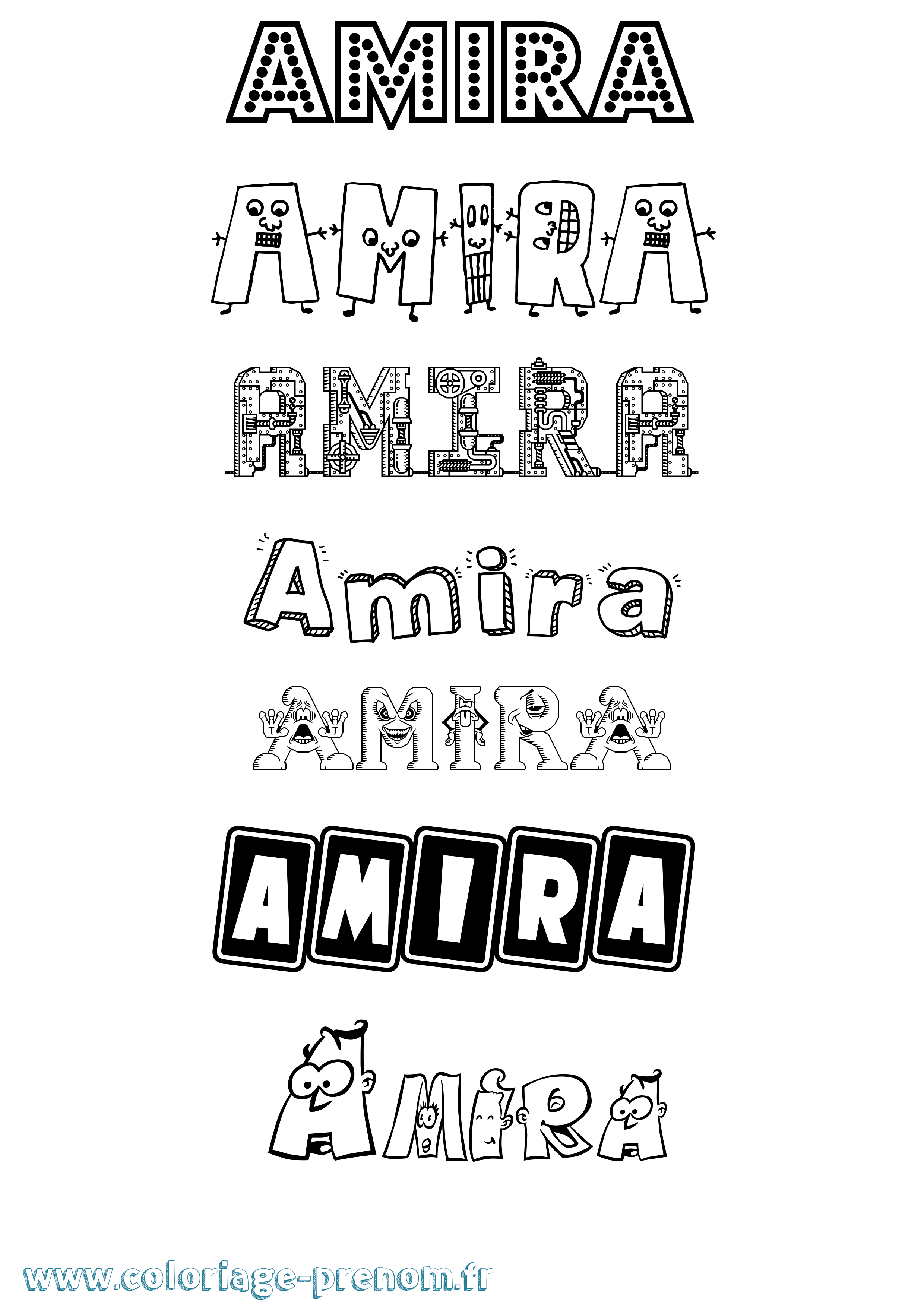 Coloriage prénom Amira Fun