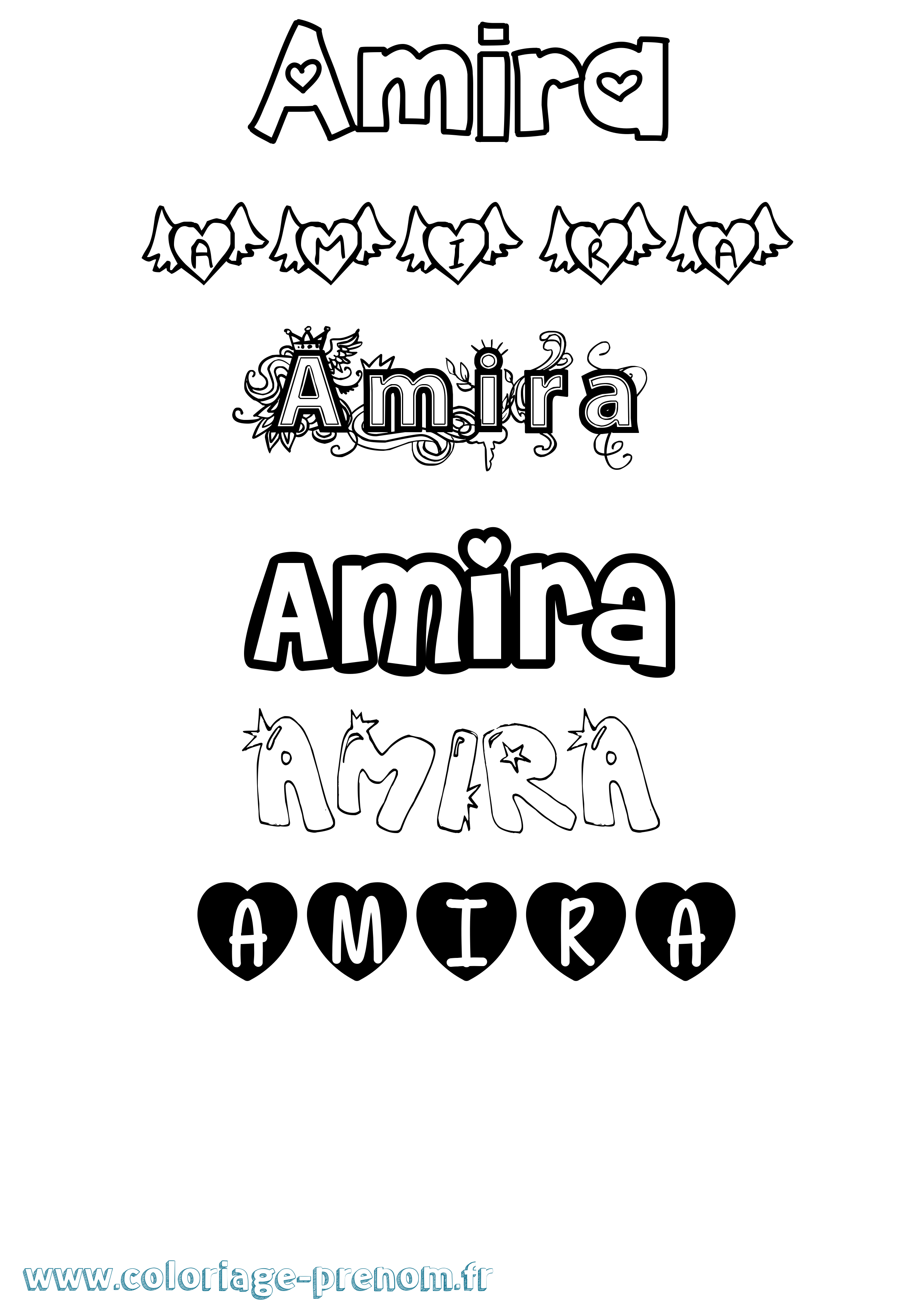 Coloriage prénom Amira Girly