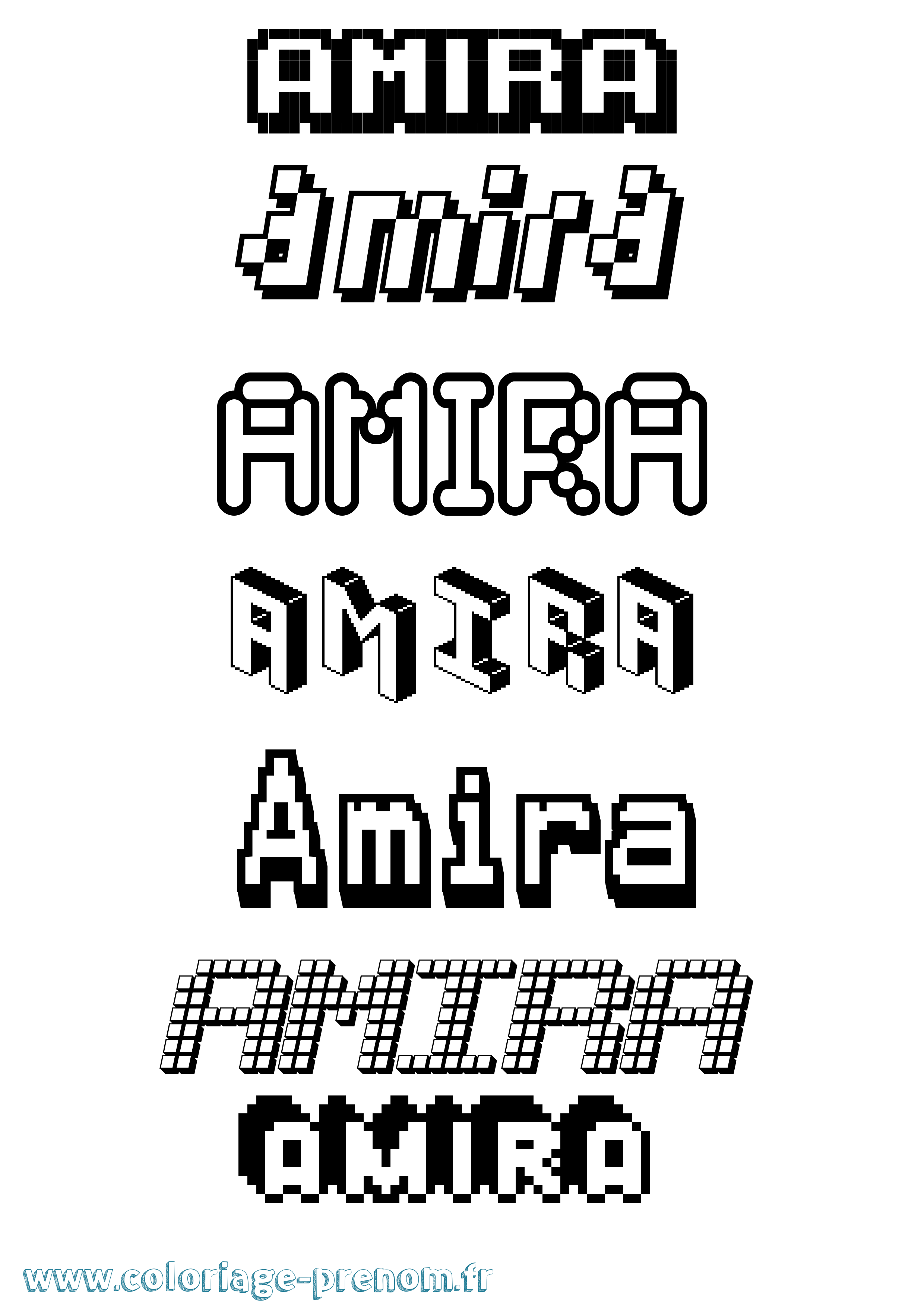 Coloriage prénom Amira Pixel