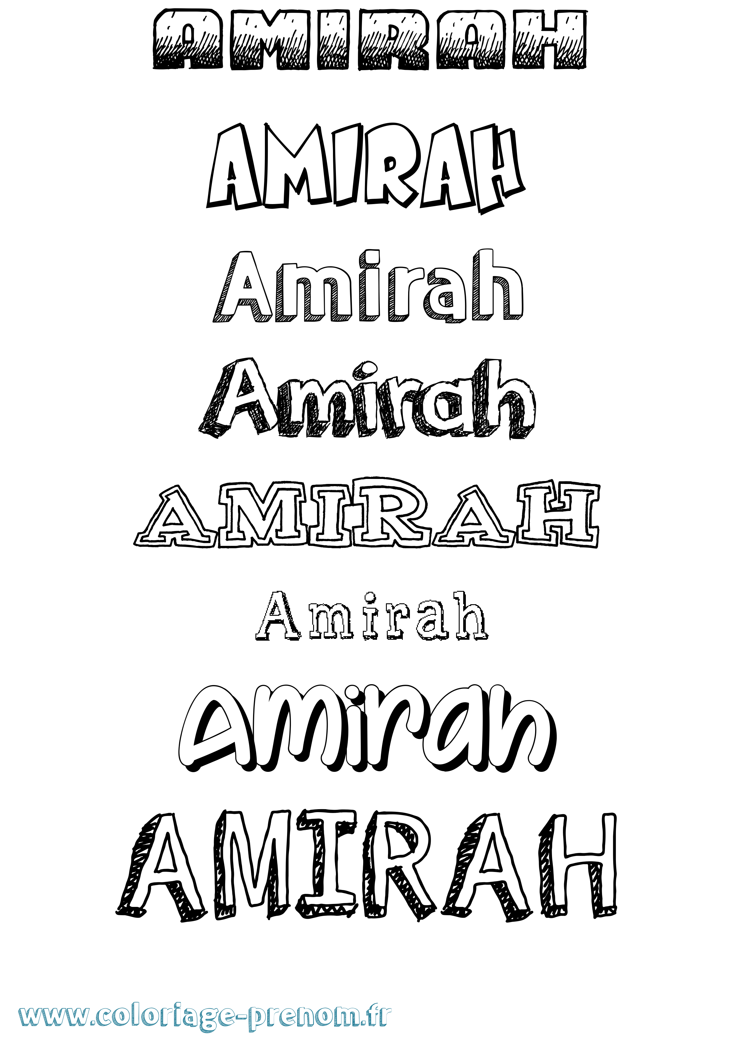 Coloriage prénom Amirah Dessiné