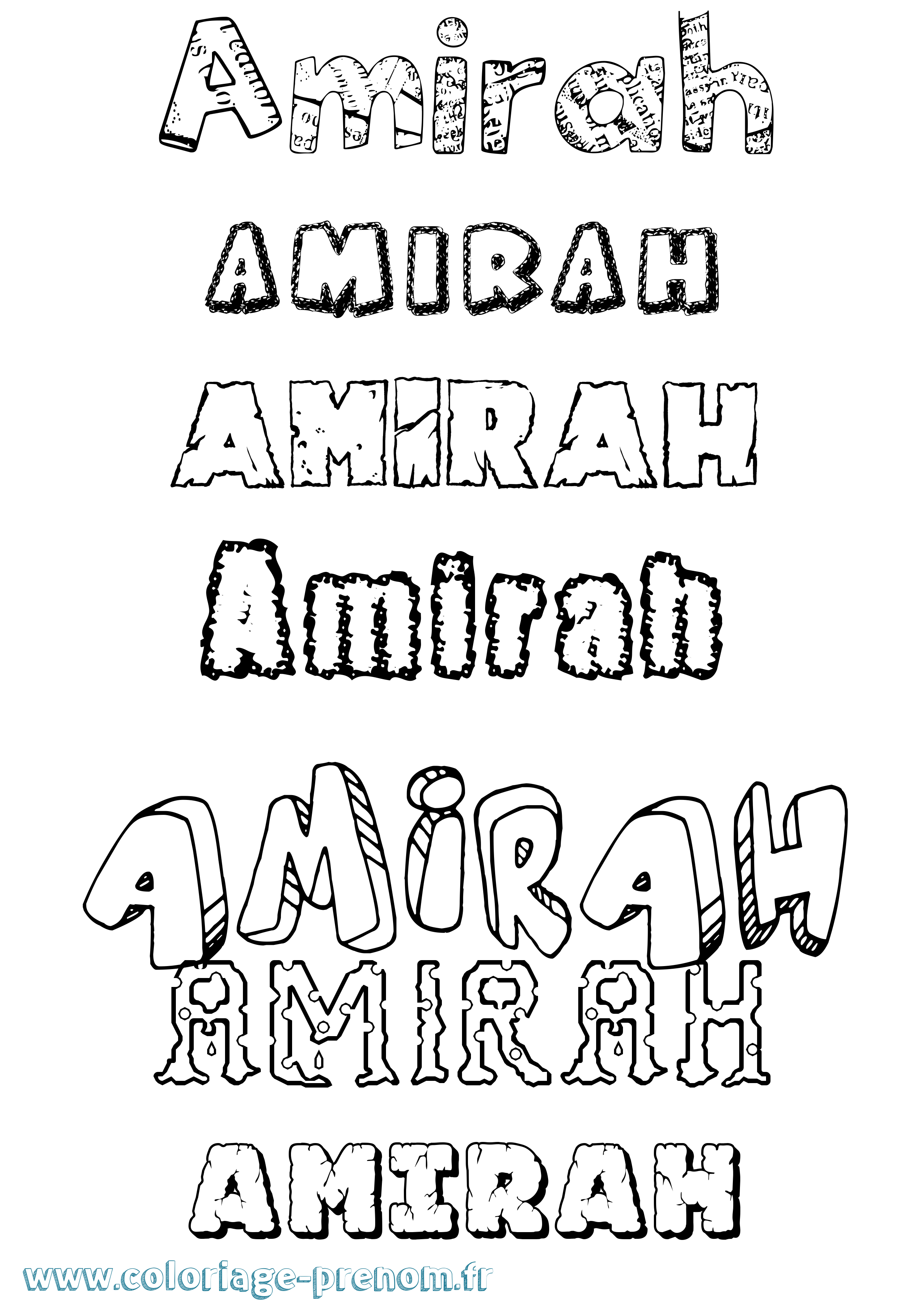 Coloriage prénom Amirah Destructuré