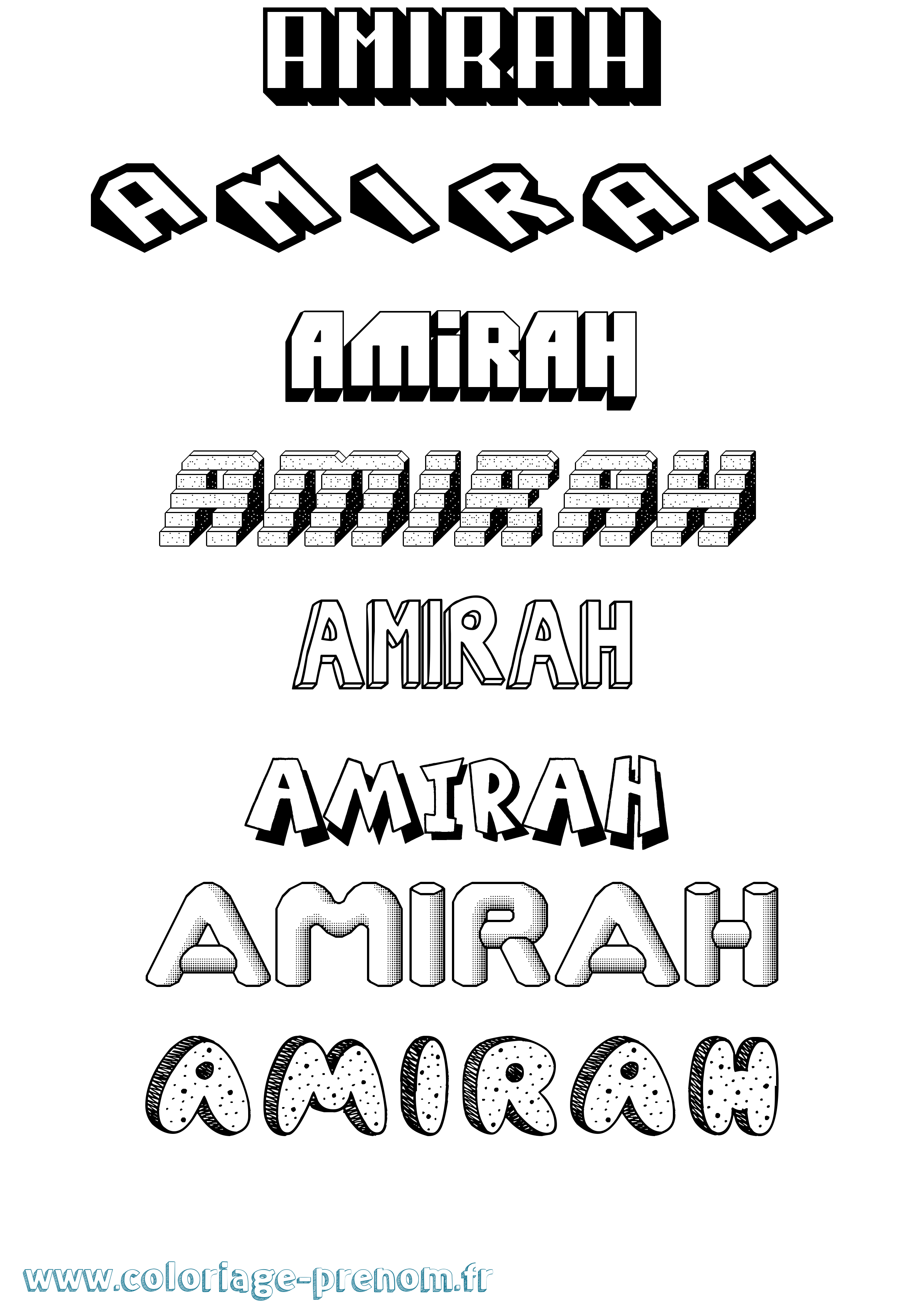Coloriage prénom Amirah Effet 3D