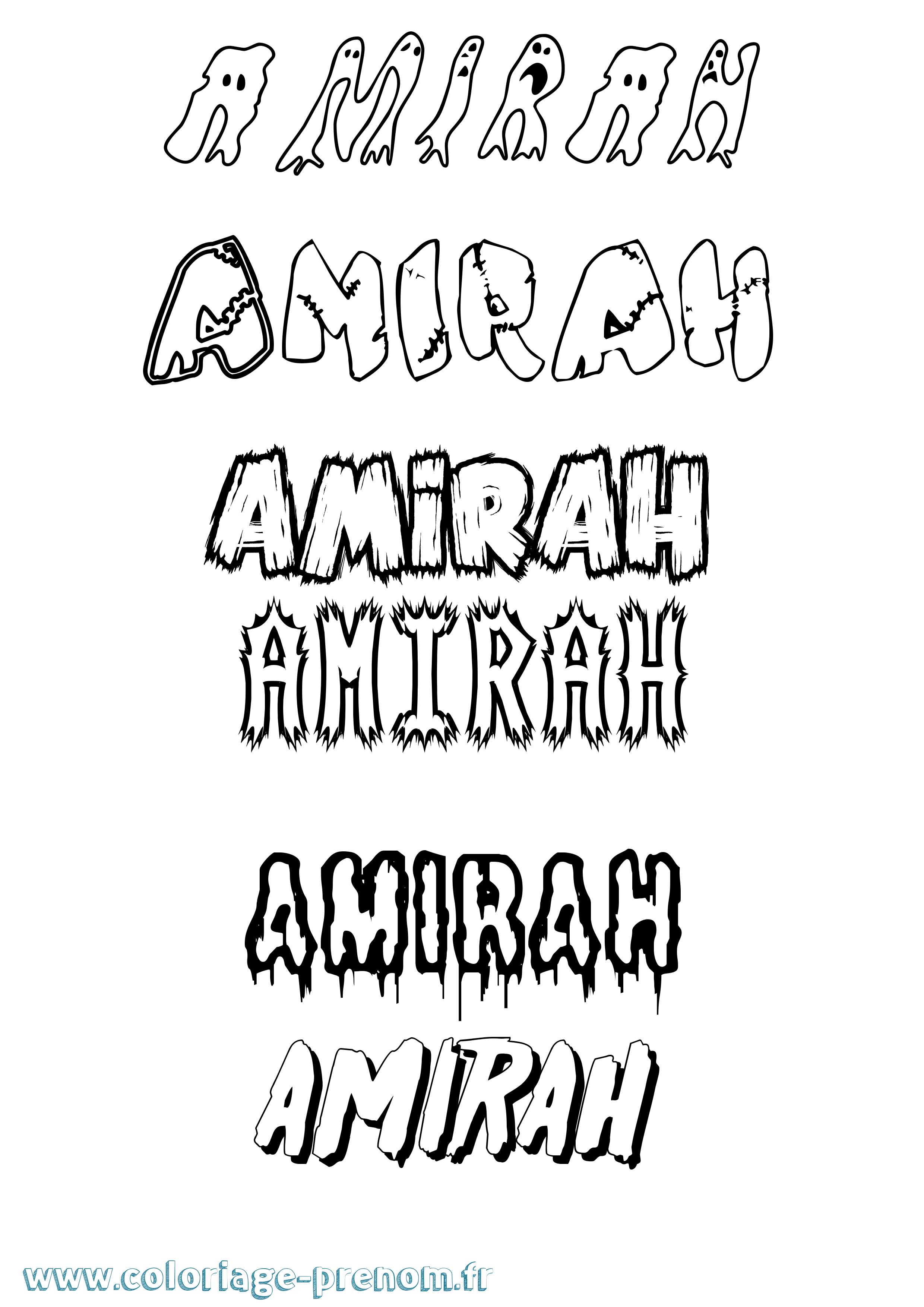 Coloriage prénom Amirah Frisson