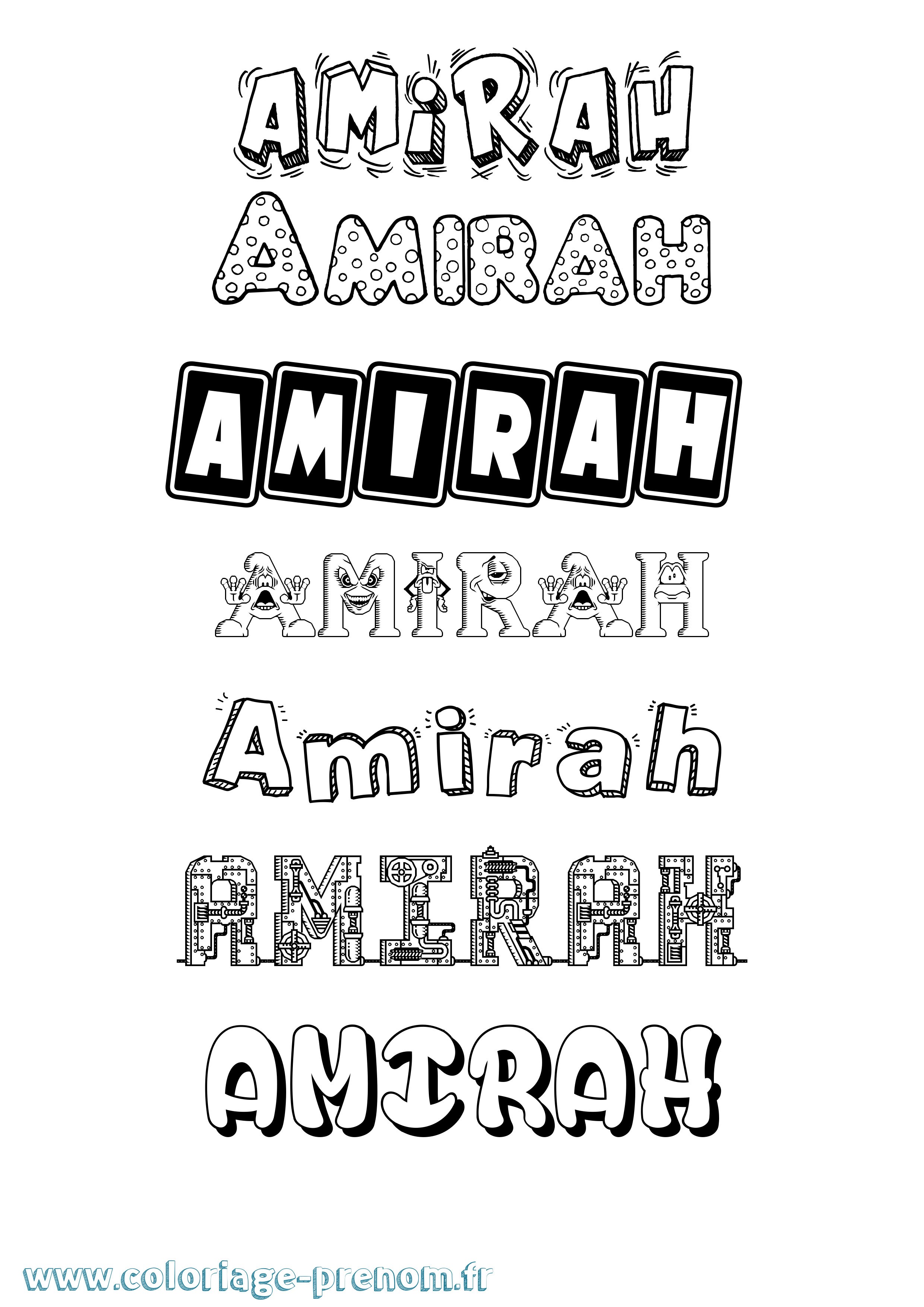 Coloriage prénom Amirah Fun
