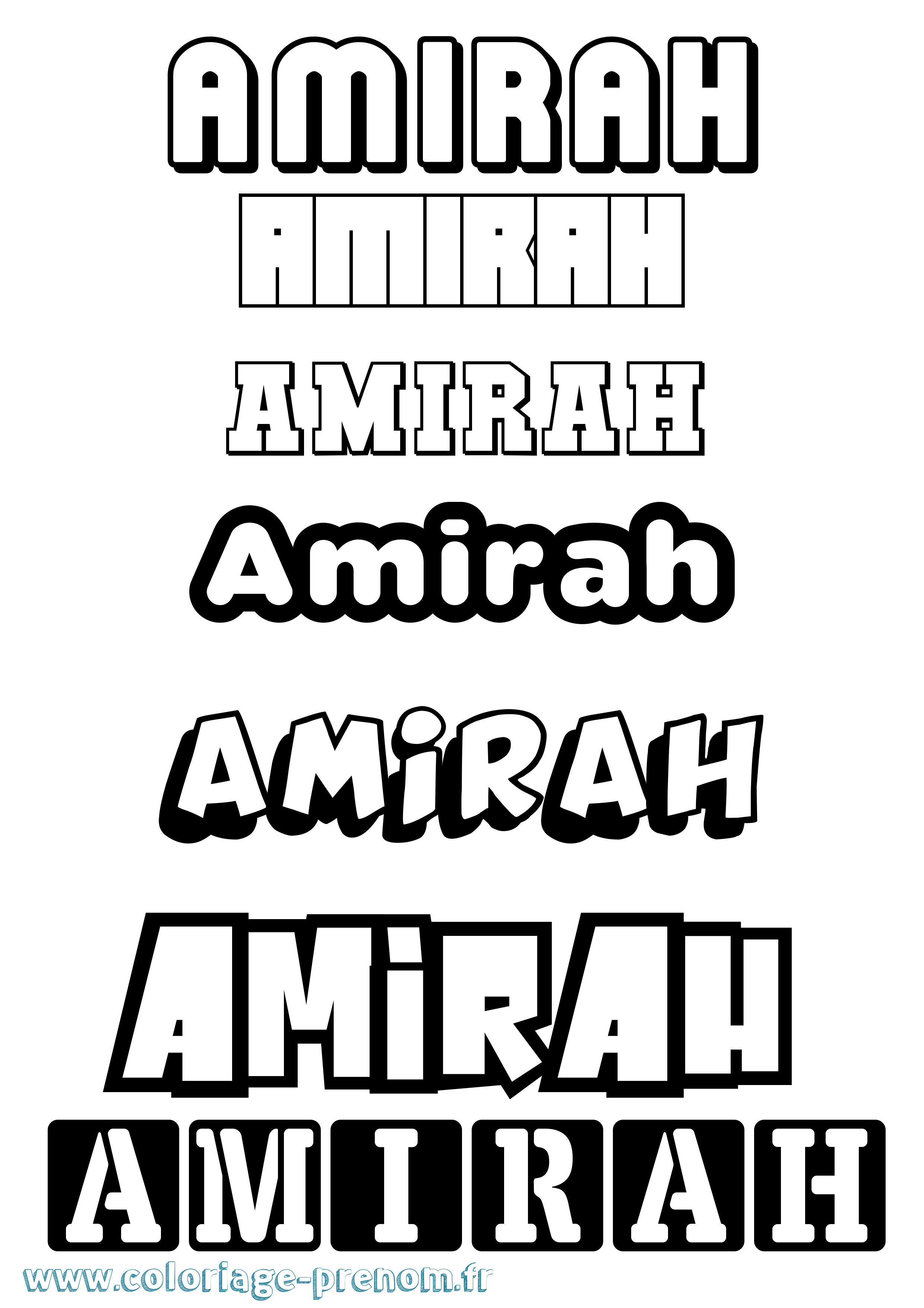 Coloriage prénom Amirah Simple